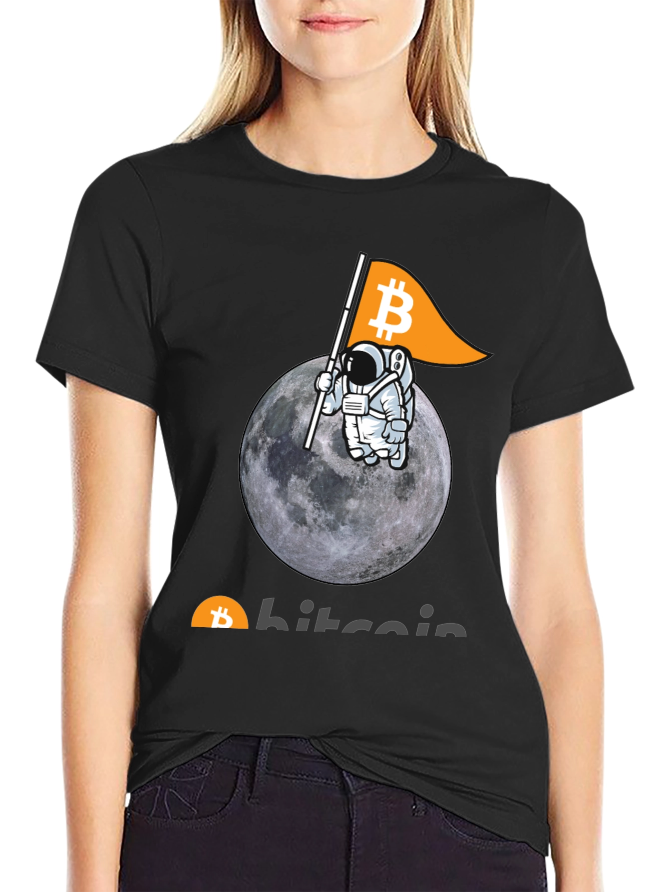 Bitcoin Astronaut Moon Graphic T-Shirt
