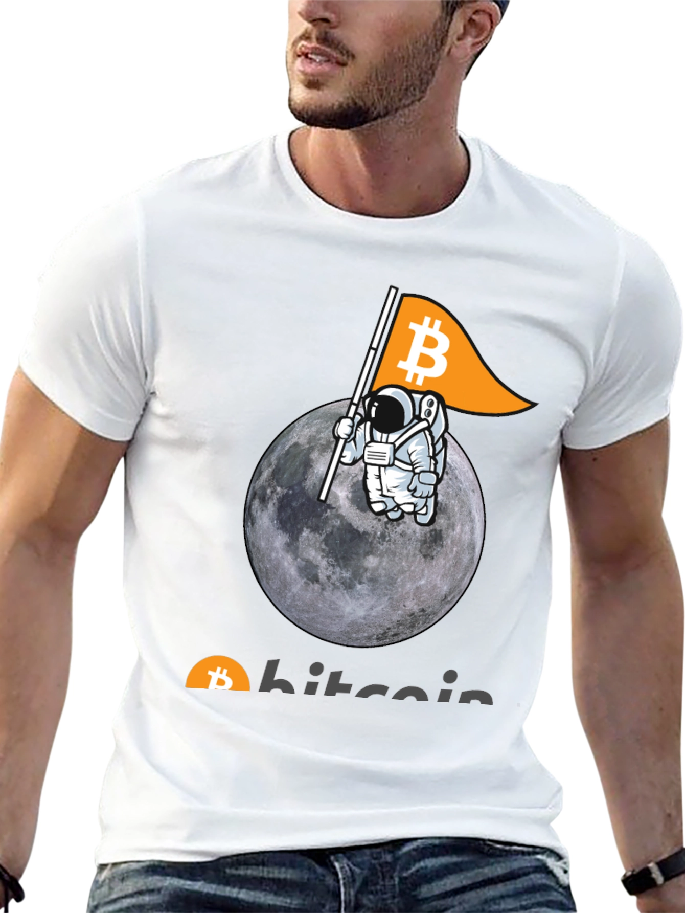 Bitcoin Astronaut Moon Graphic T-Shirt