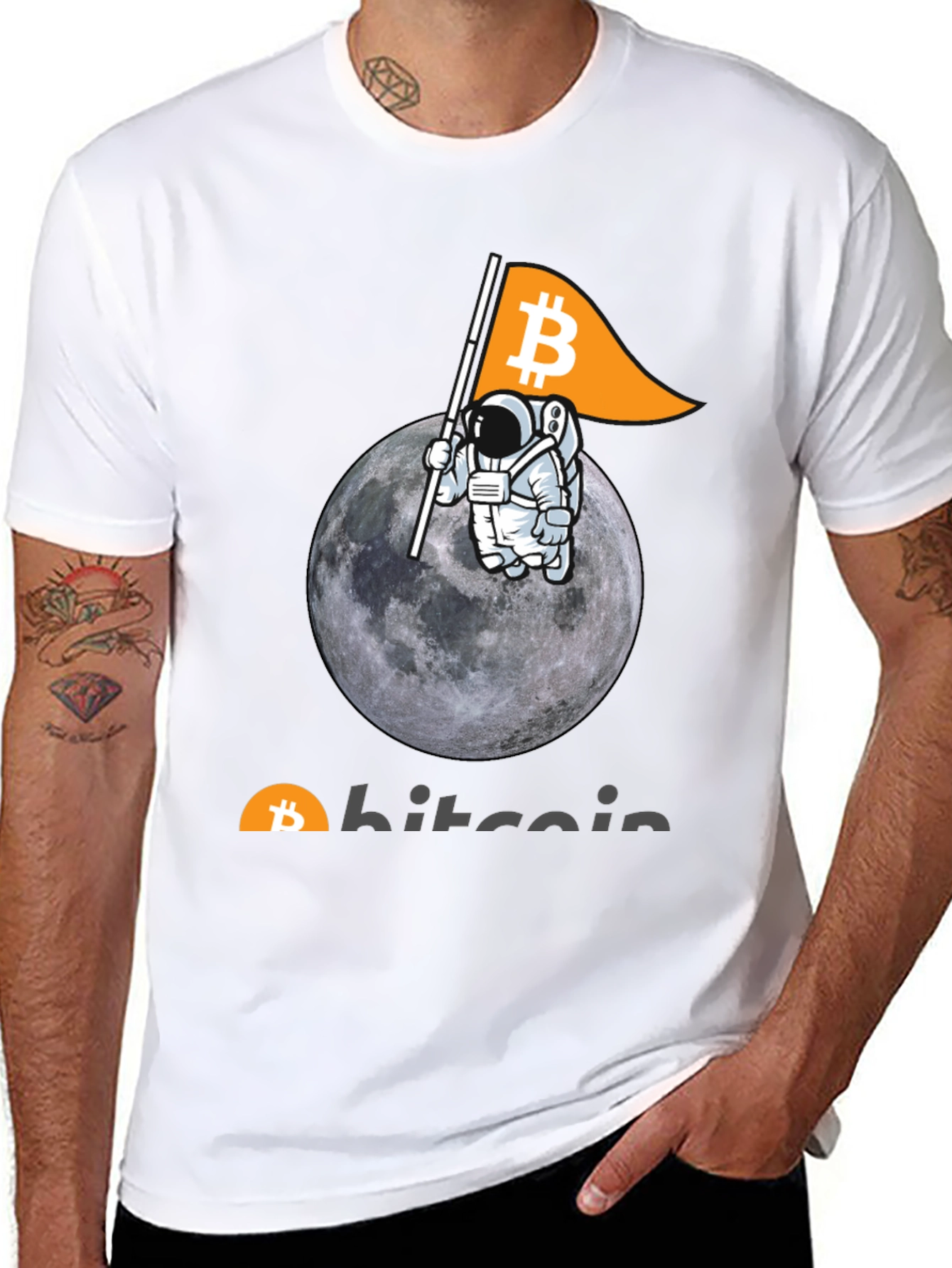 Bitcoin Astronaut Moon Graphic T-Shirt