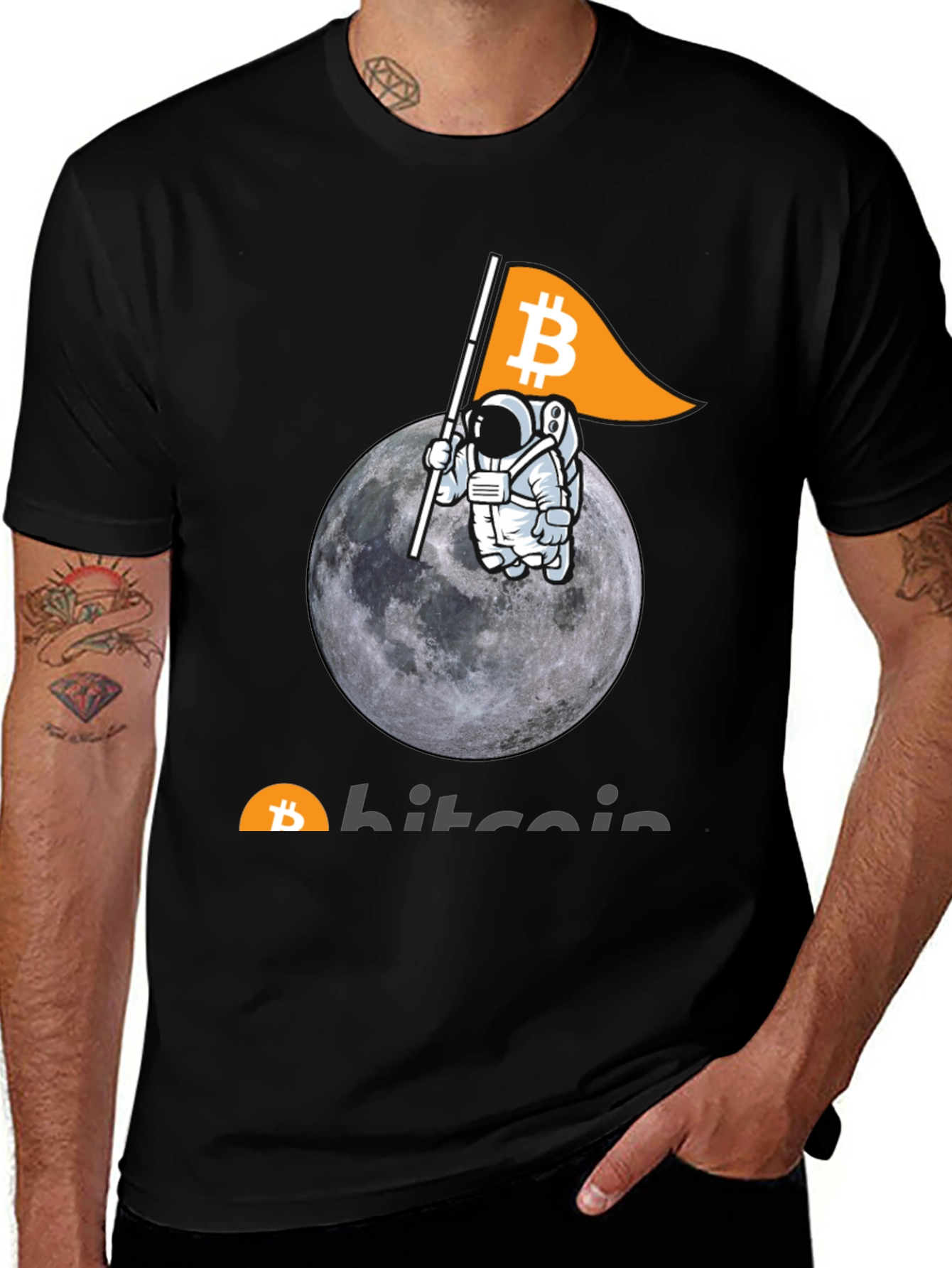 Bitcoin Astronaut Moon Graphic T-Shirt