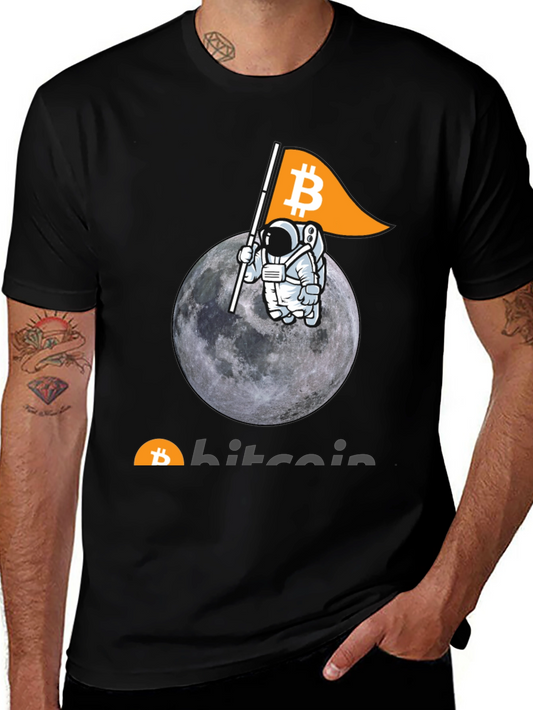 Bitcoin Astronaut Moon Graphic T-Shirt