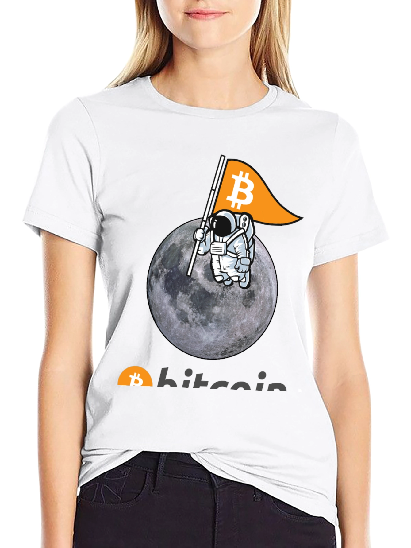 Bitcoin Astronaut Moon Graphic T-Shirt