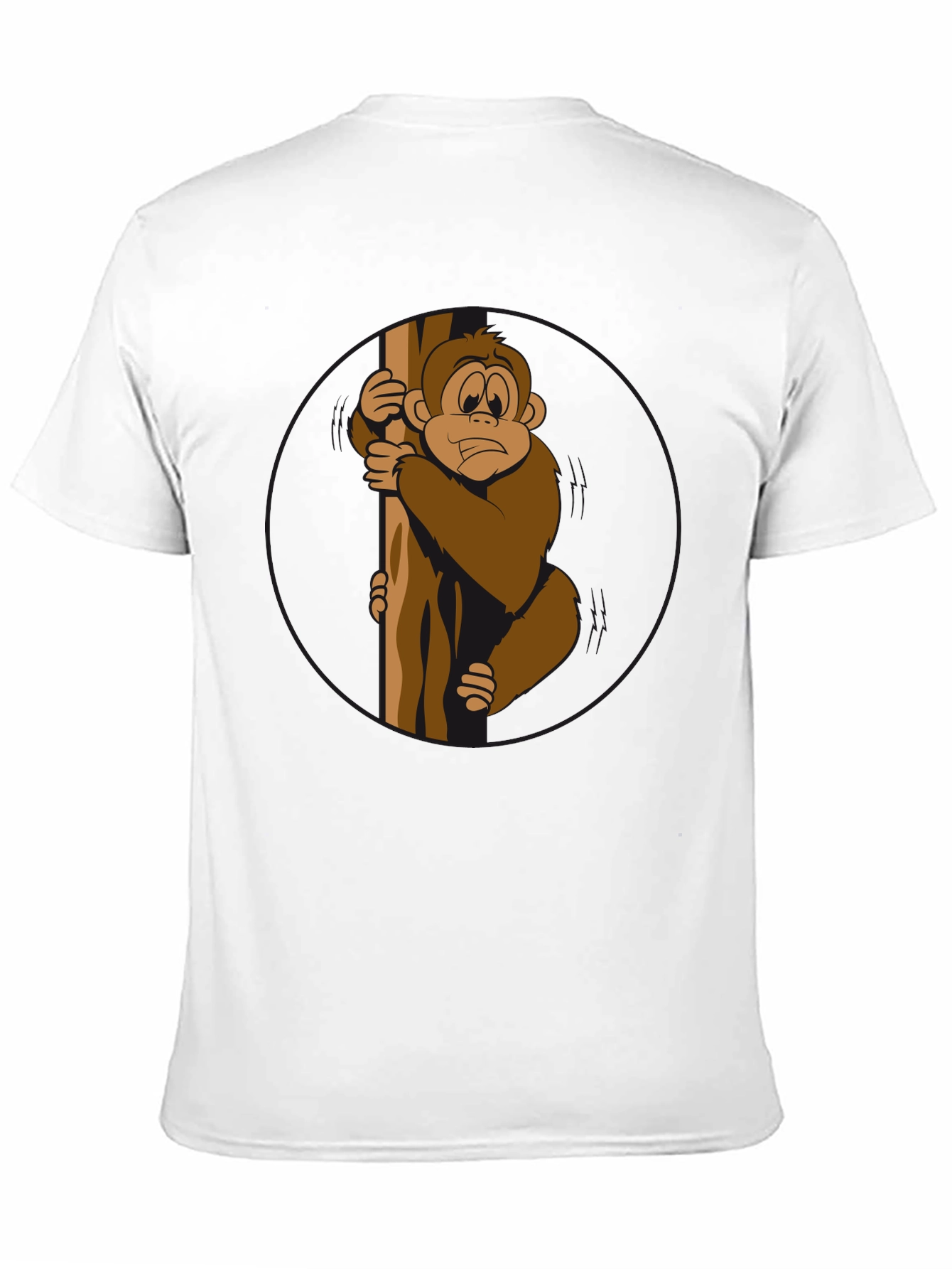 Funny Monkey Holding Tree Black T-Shirt