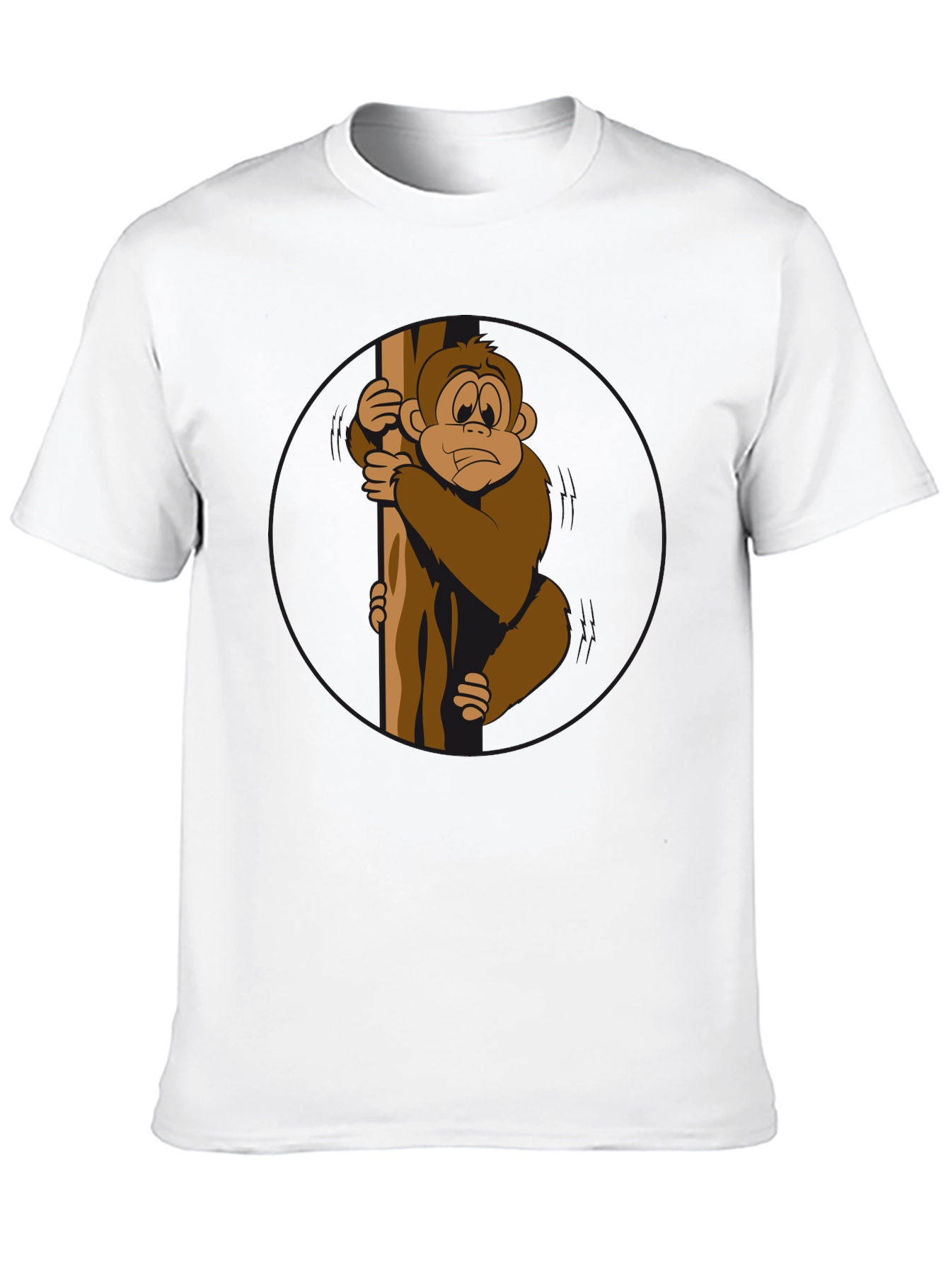 Funny Monkey Holding Tree Black T-Shirt