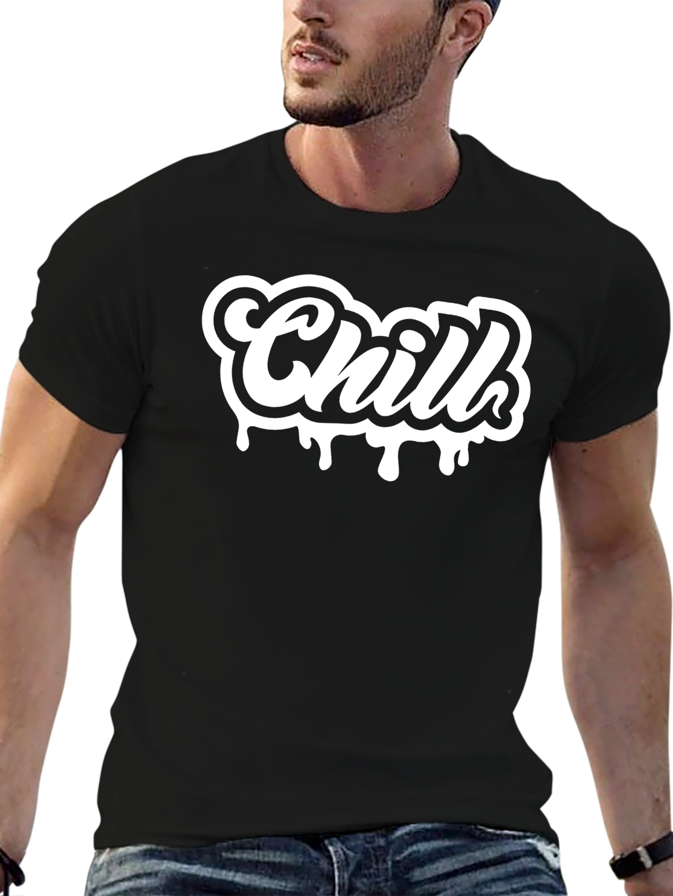 Chill Drip Graphic Tee - Casual Black T-Shirt