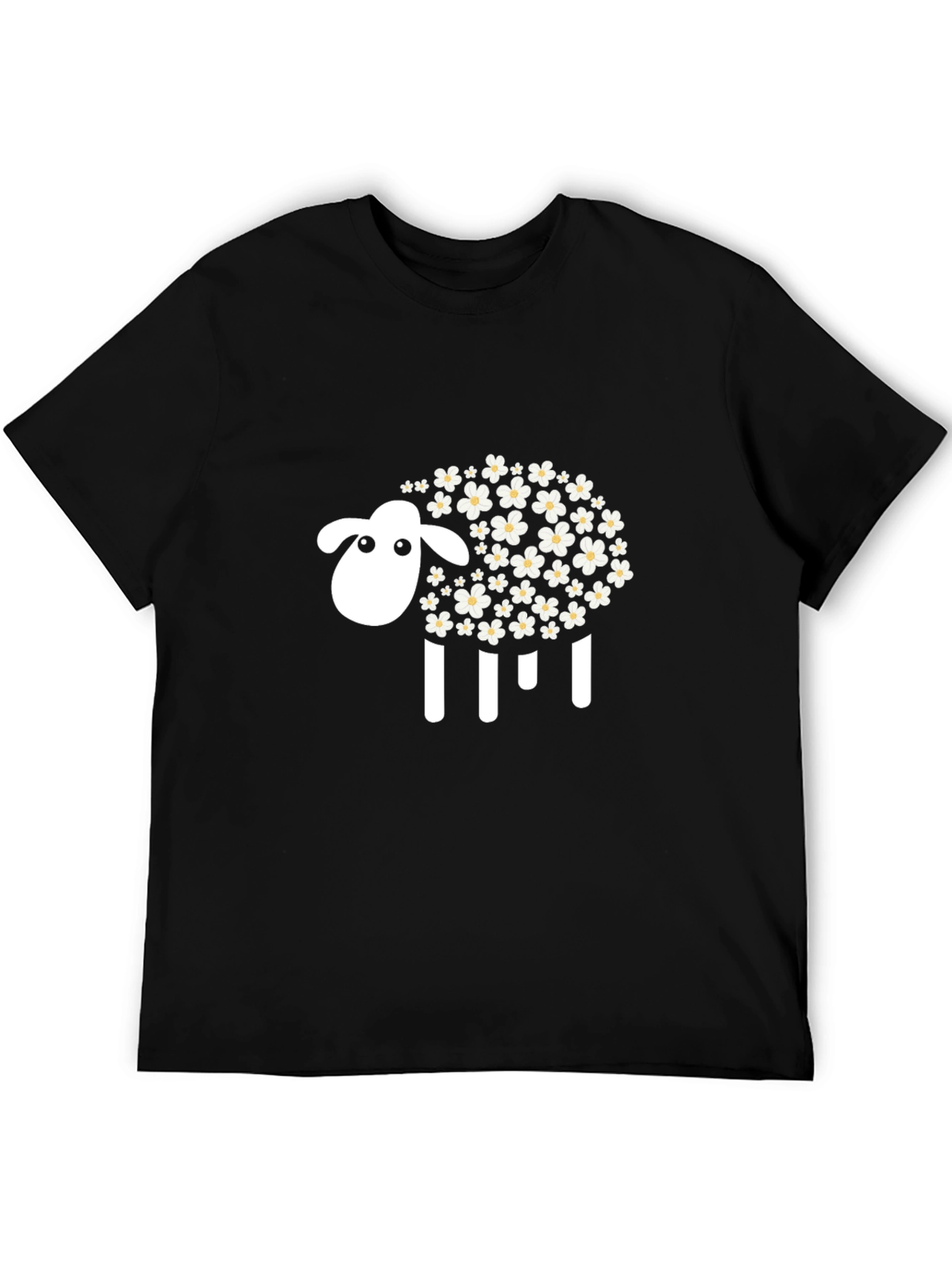 Floral Sheep Graphic Tee - Black