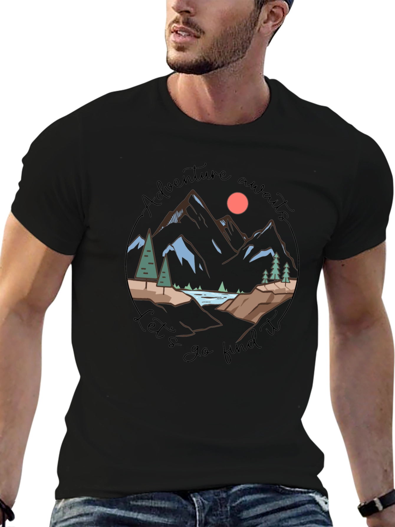 Adventure Awaits Graphic Tee - Black