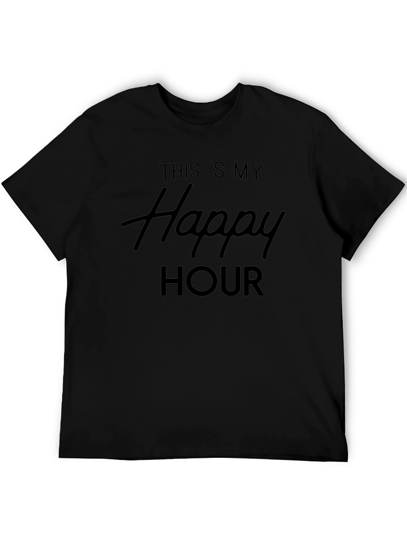 Happy Hour T-Shirt - Mens Black Crew Neck Tee