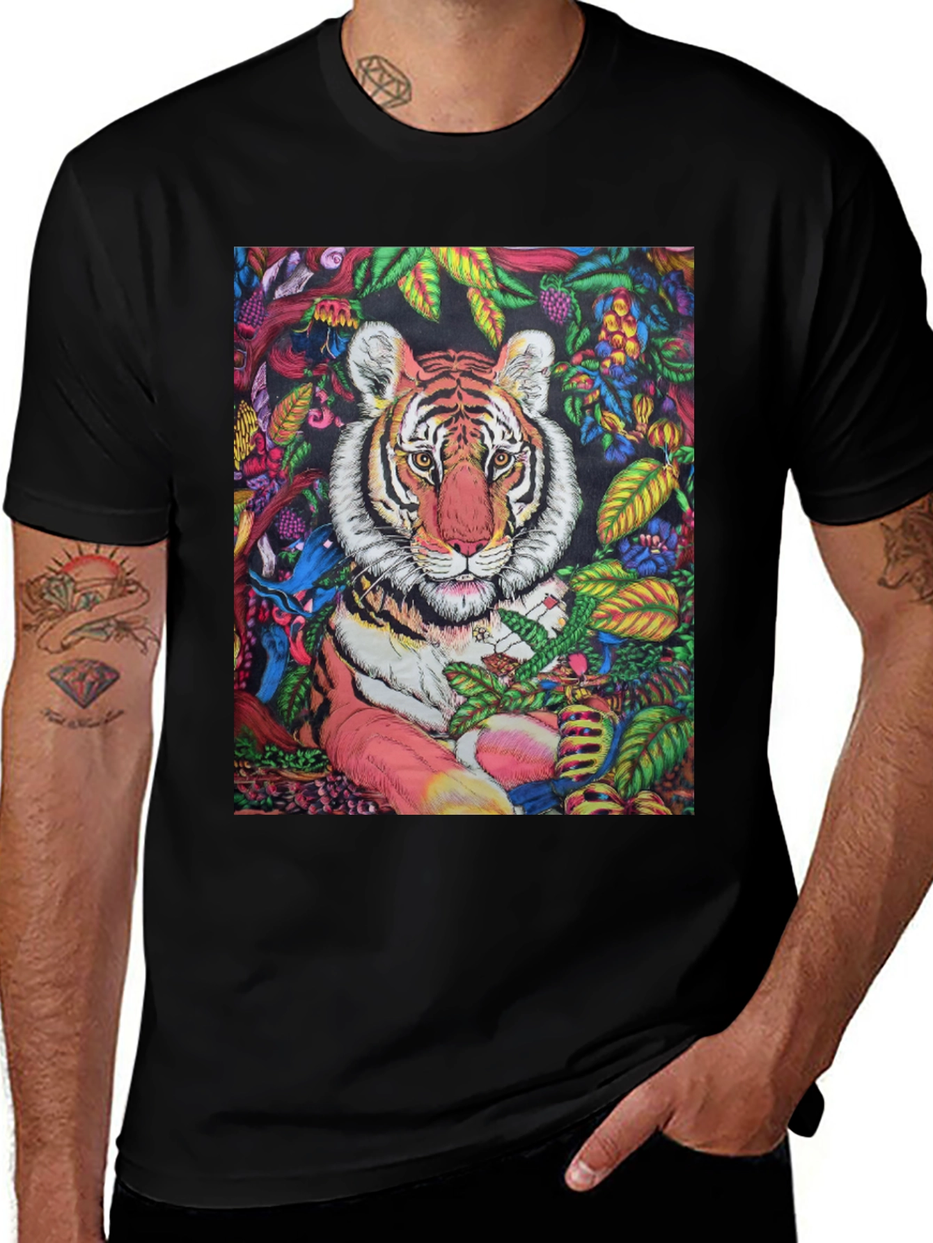 Tiger Jungle Graphic Black T-Shirt