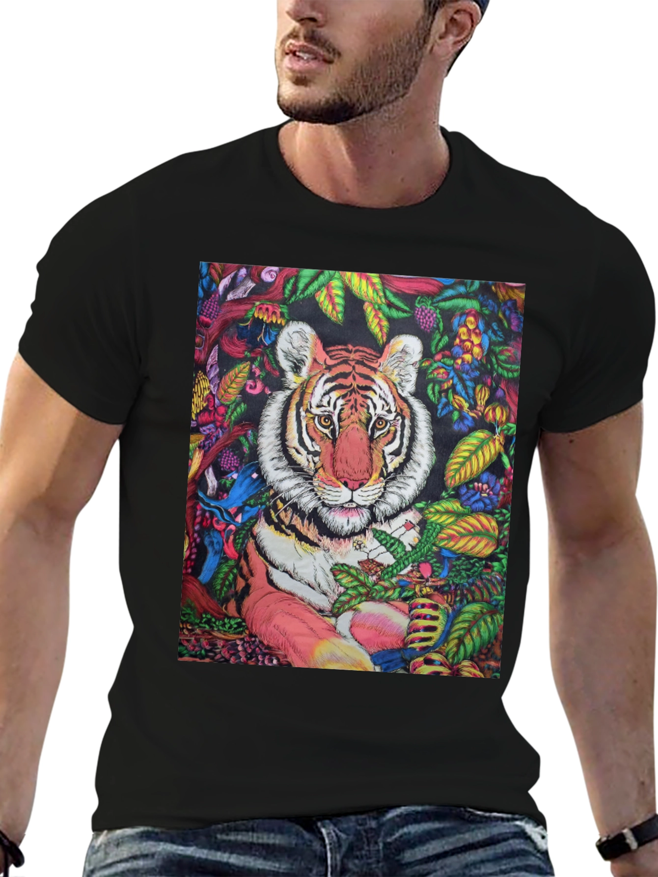 Tiger Jungle Graphic Black T-Shirt
