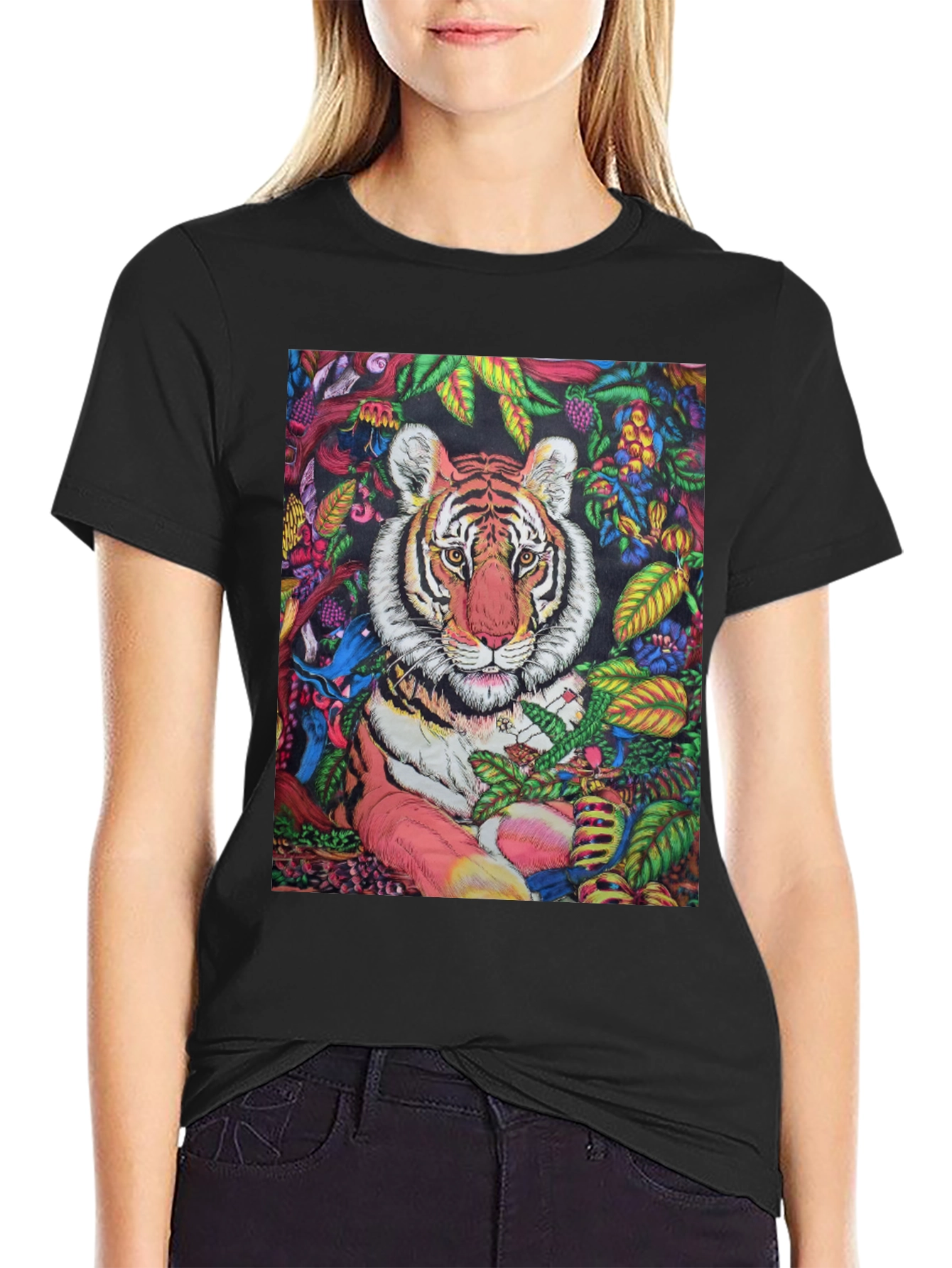Tiger Jungle Graphic Black T-Shirt