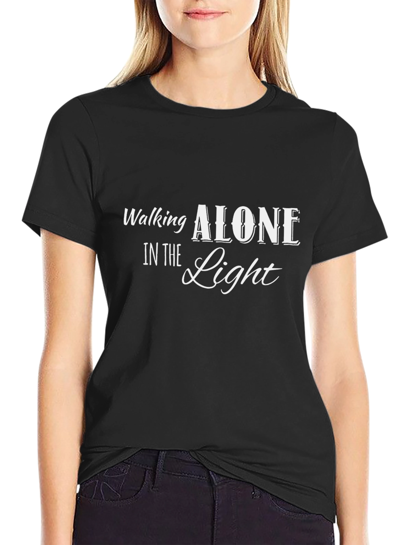 Walking Alone in the Light Black Tee