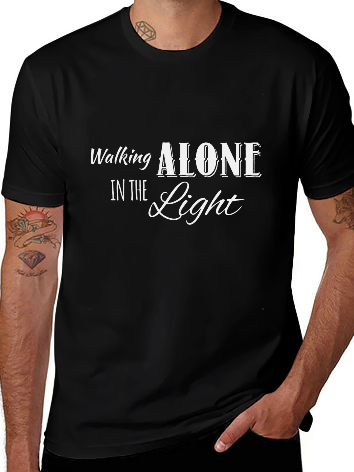Walking Alone in the Light Black Tee