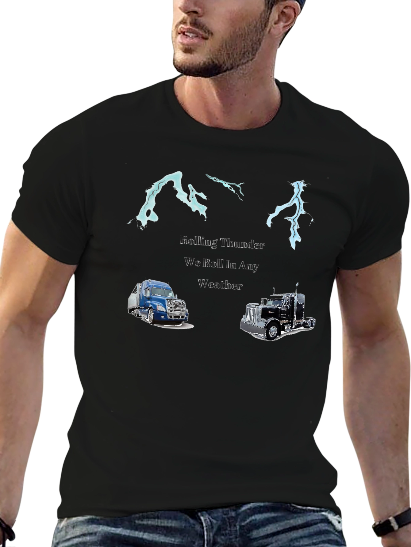 Rolling Thunder Trucker T-Shirt - Ride in Any Weather