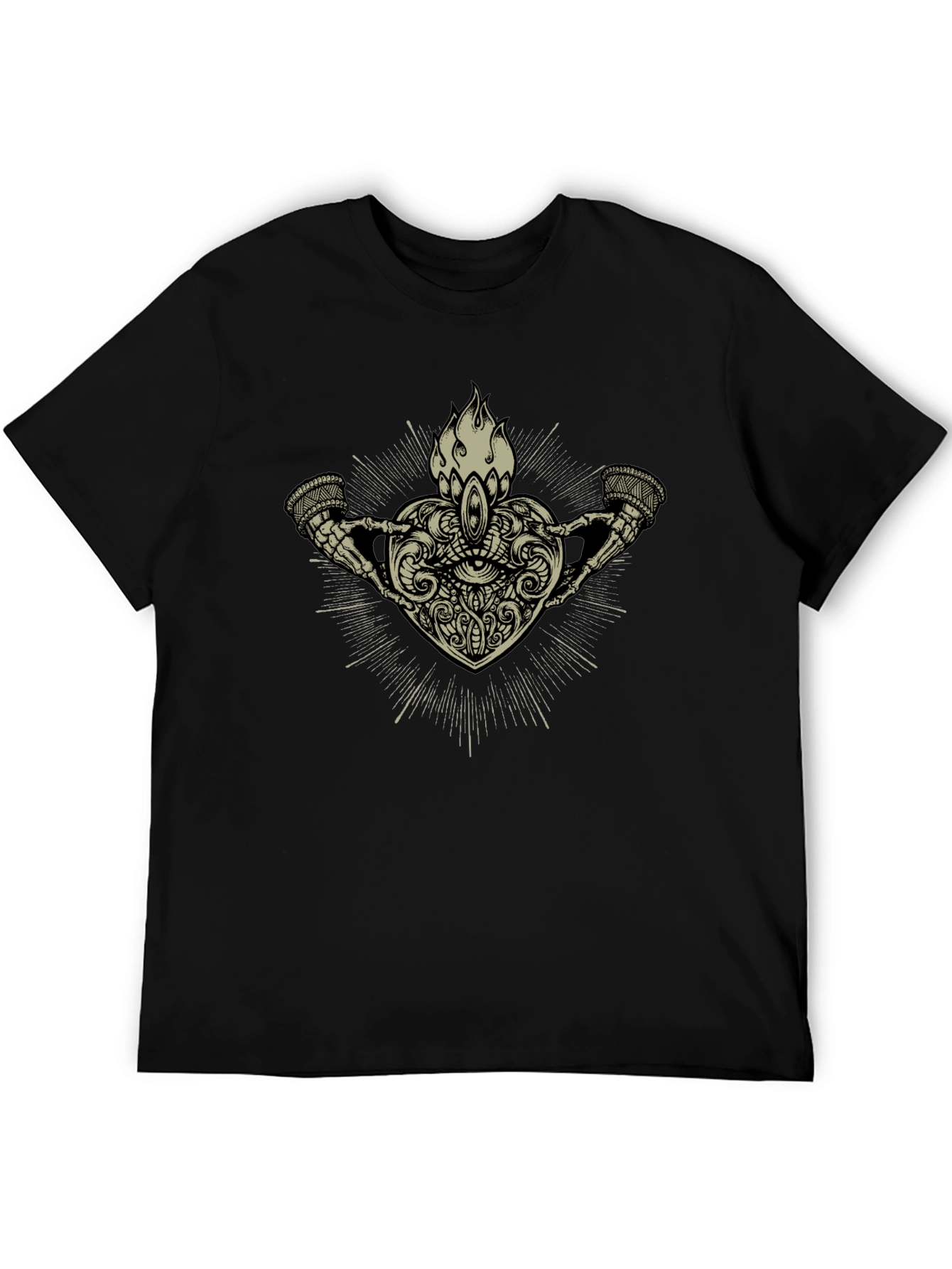 Mystic Heart Graphic Tee - Black Cotton Shirt