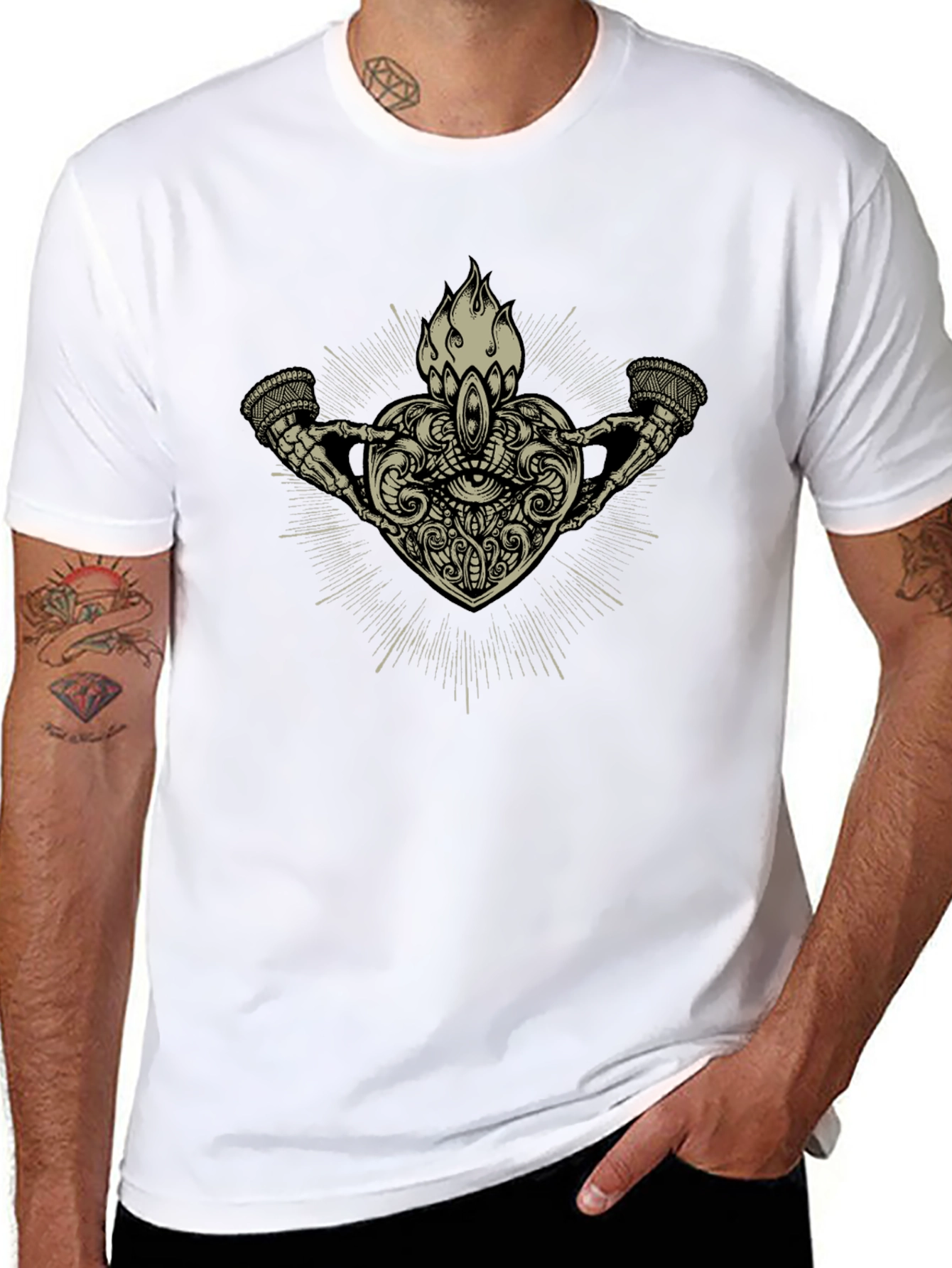 Mystic Heart Graphic Tee - Black Cotton Shirt