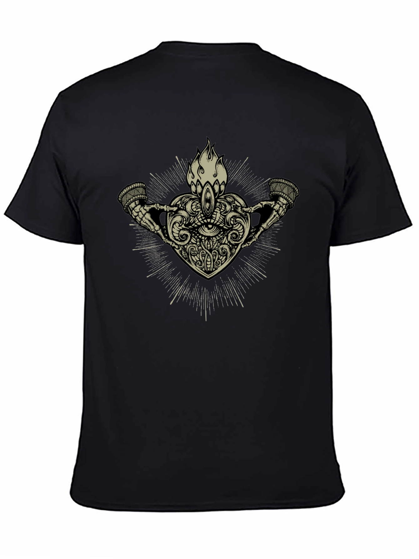 Mystic Heart Graphic Tee - Black Cotton Shirt