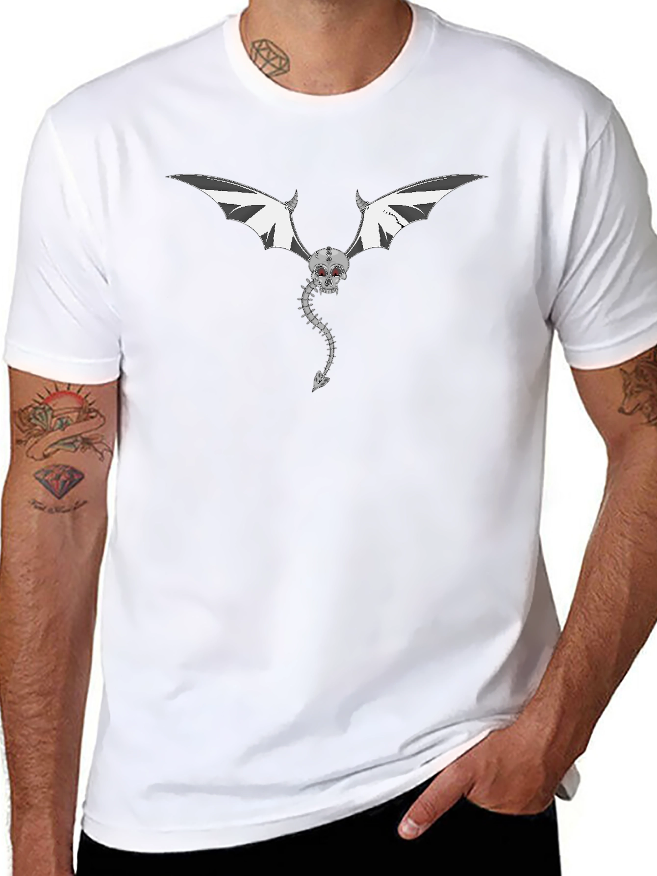 Skull Dragon Graphic Print T-Shirt