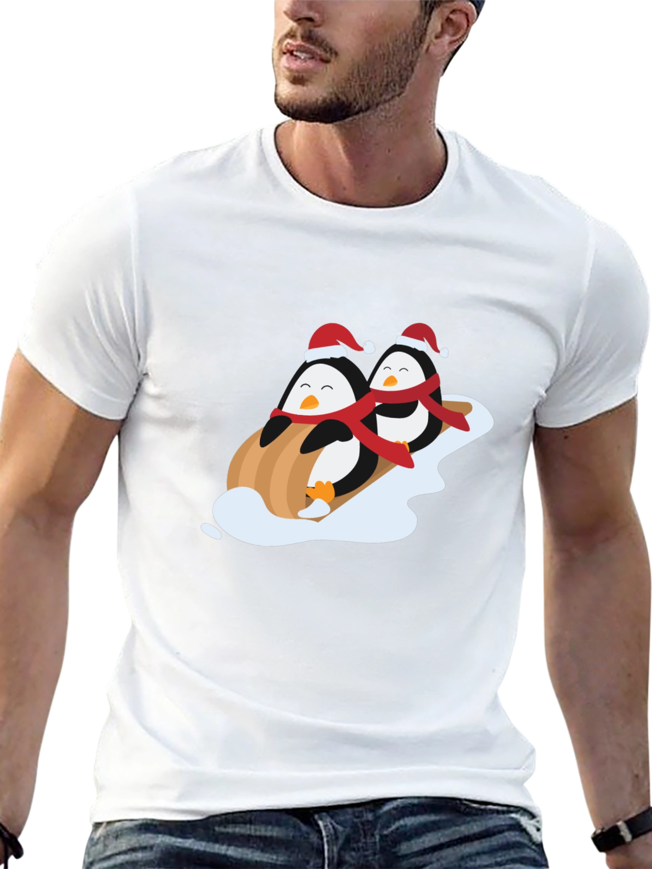 Penguin Sledding Holiday T-Shirt