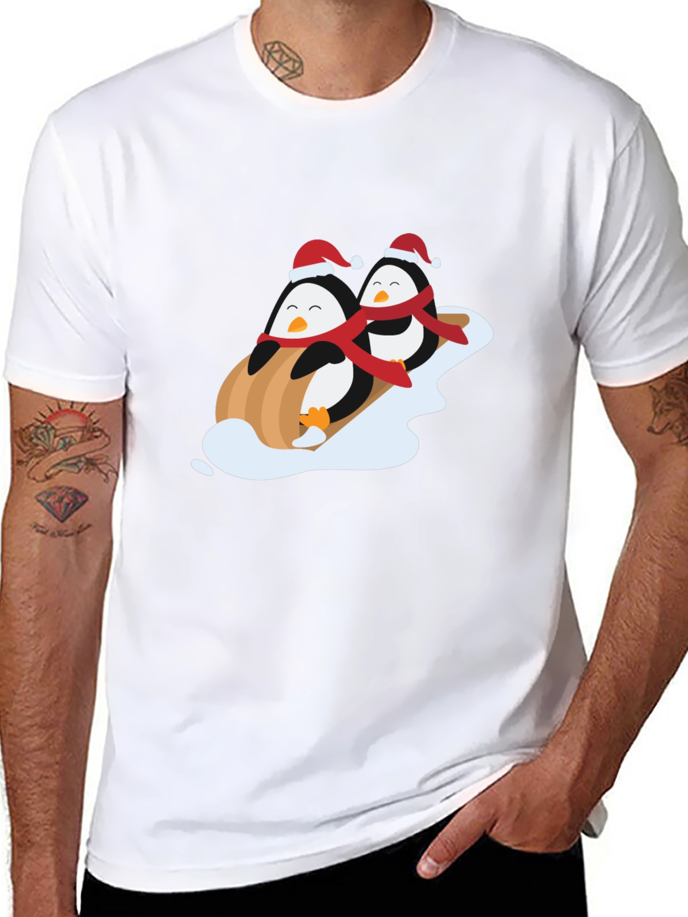 Penguin Sledding Holiday T-Shirt