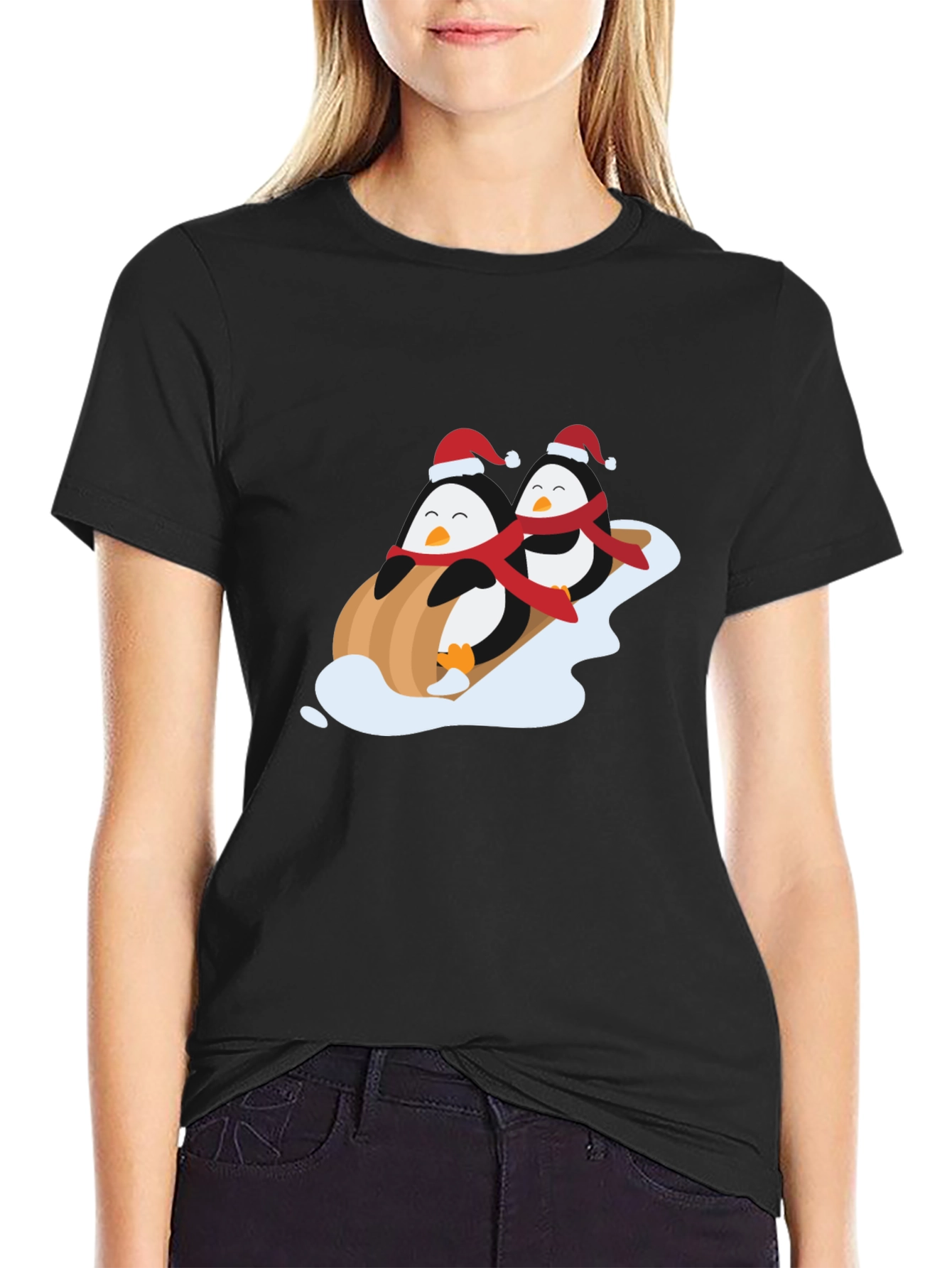 Penguin Sledding Holiday T-Shirt