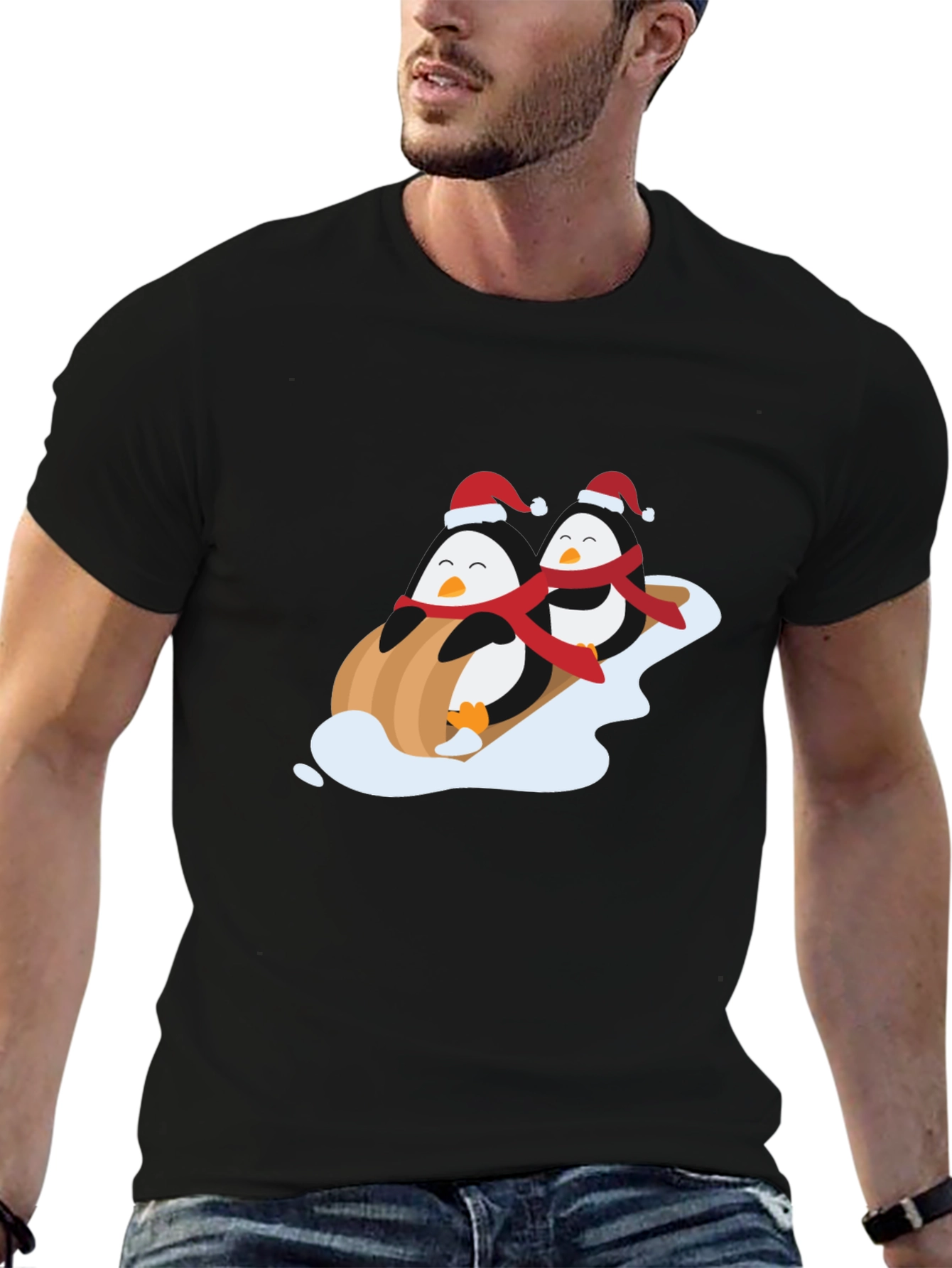 Penguin Sledding Holiday T-Shirt