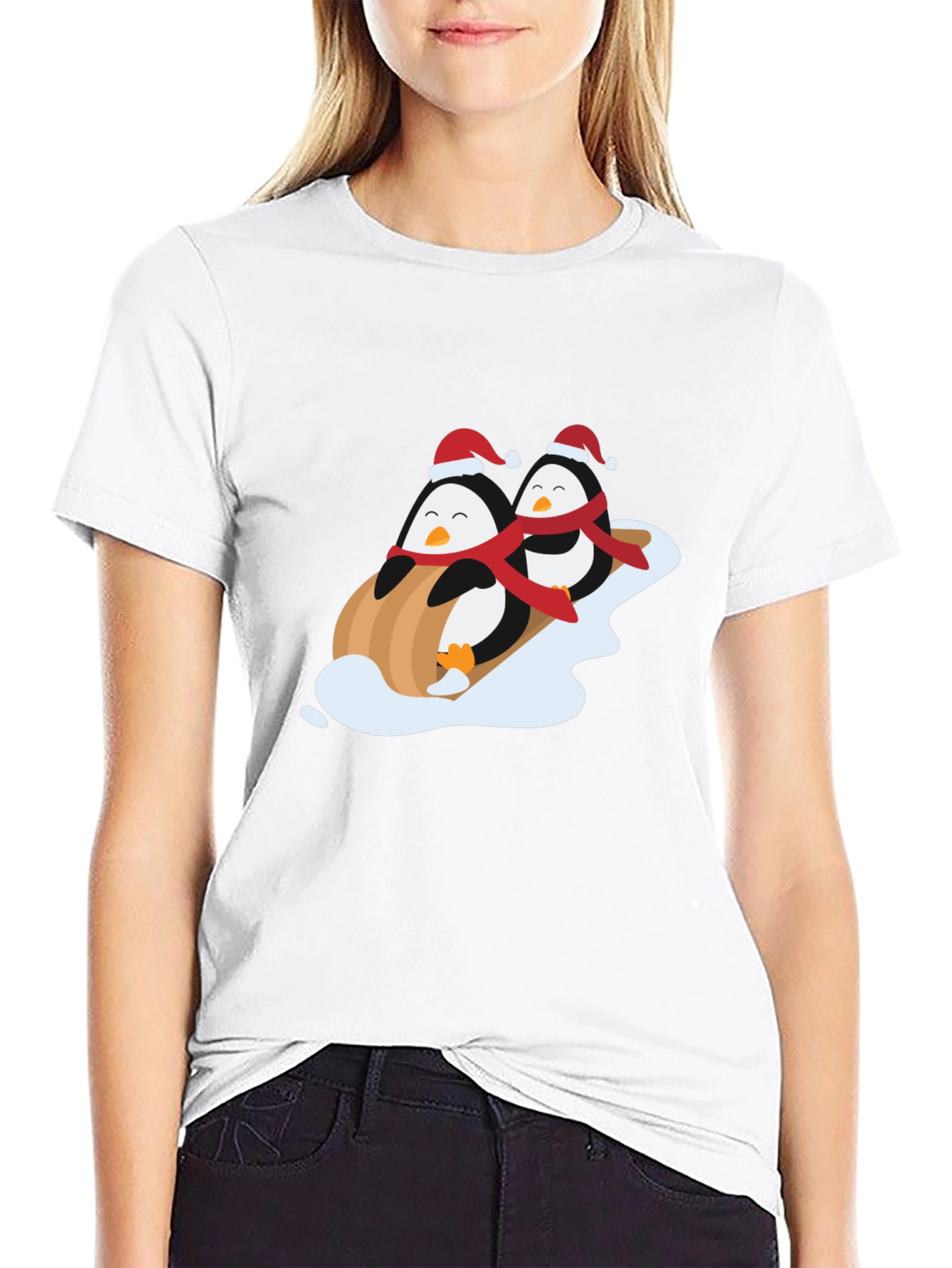 Penguin Sledding Holiday T-Shirt