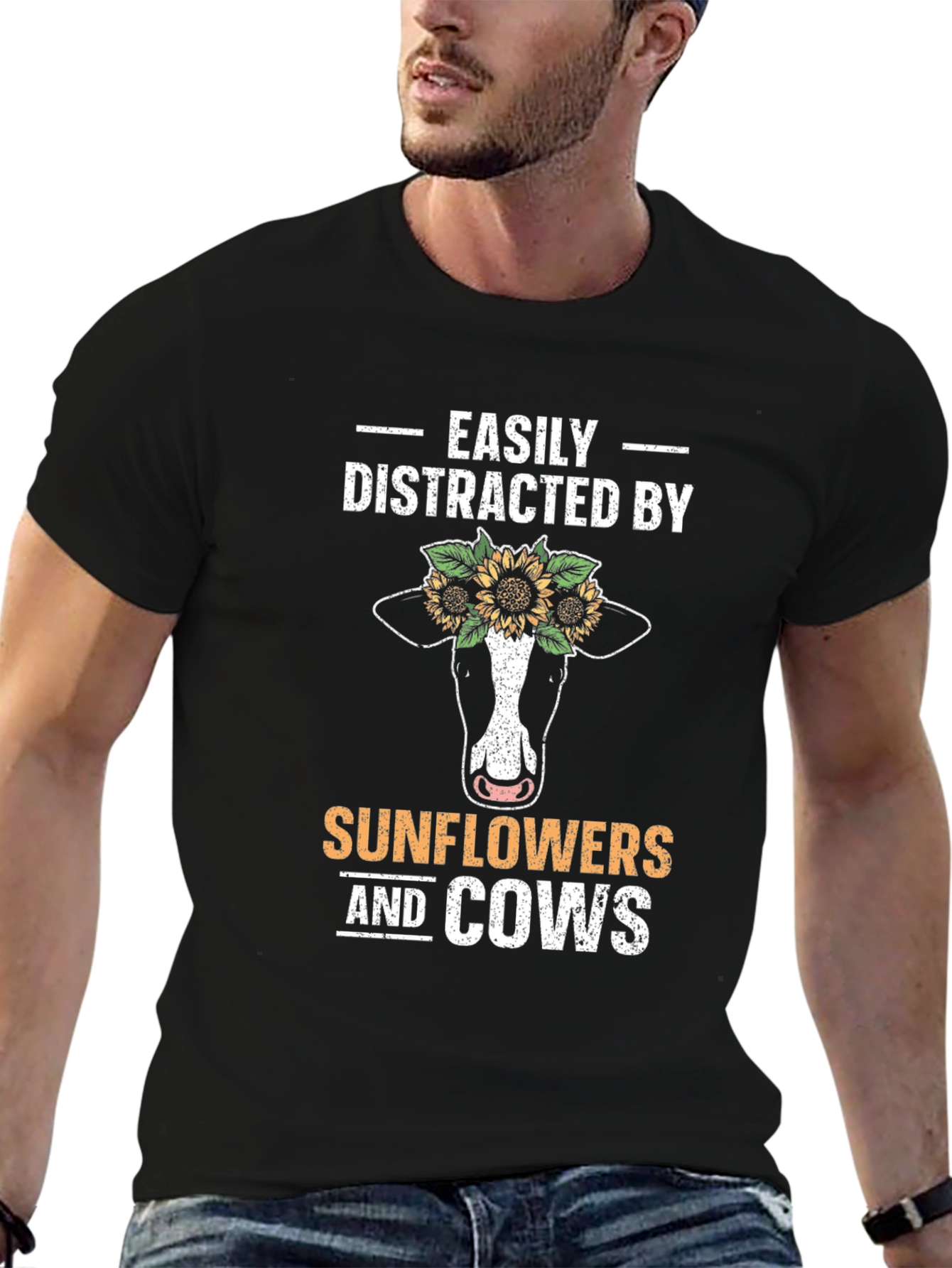 Easily Distracted By Sunflowers And Cows T-Shirt