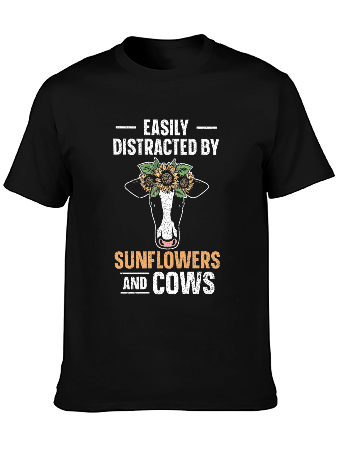 Easily Distracted By Sunflowers And Cows T-Shirt