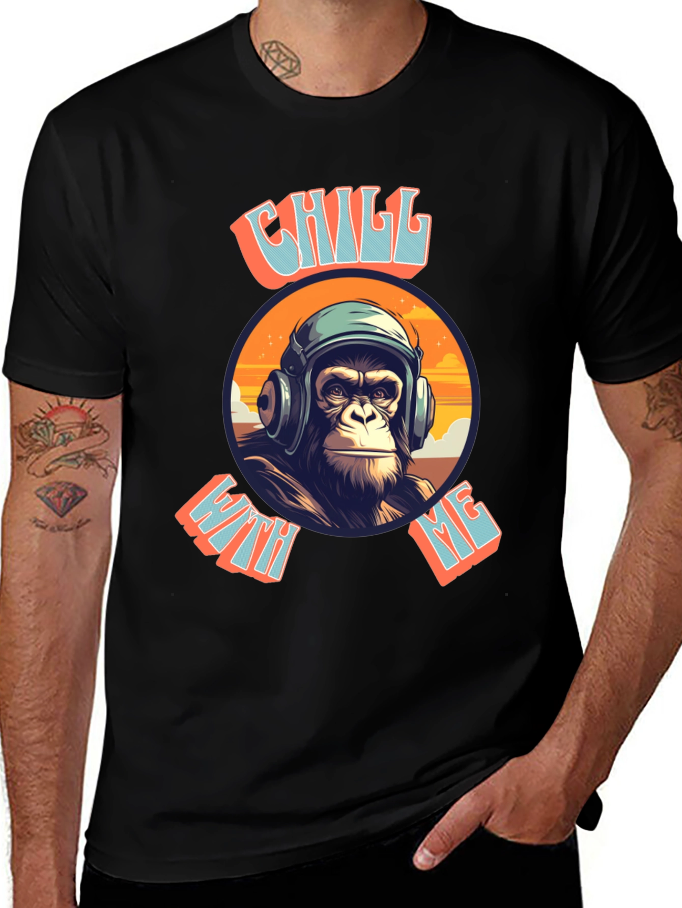 Chill With Me Ape Graphic Tee