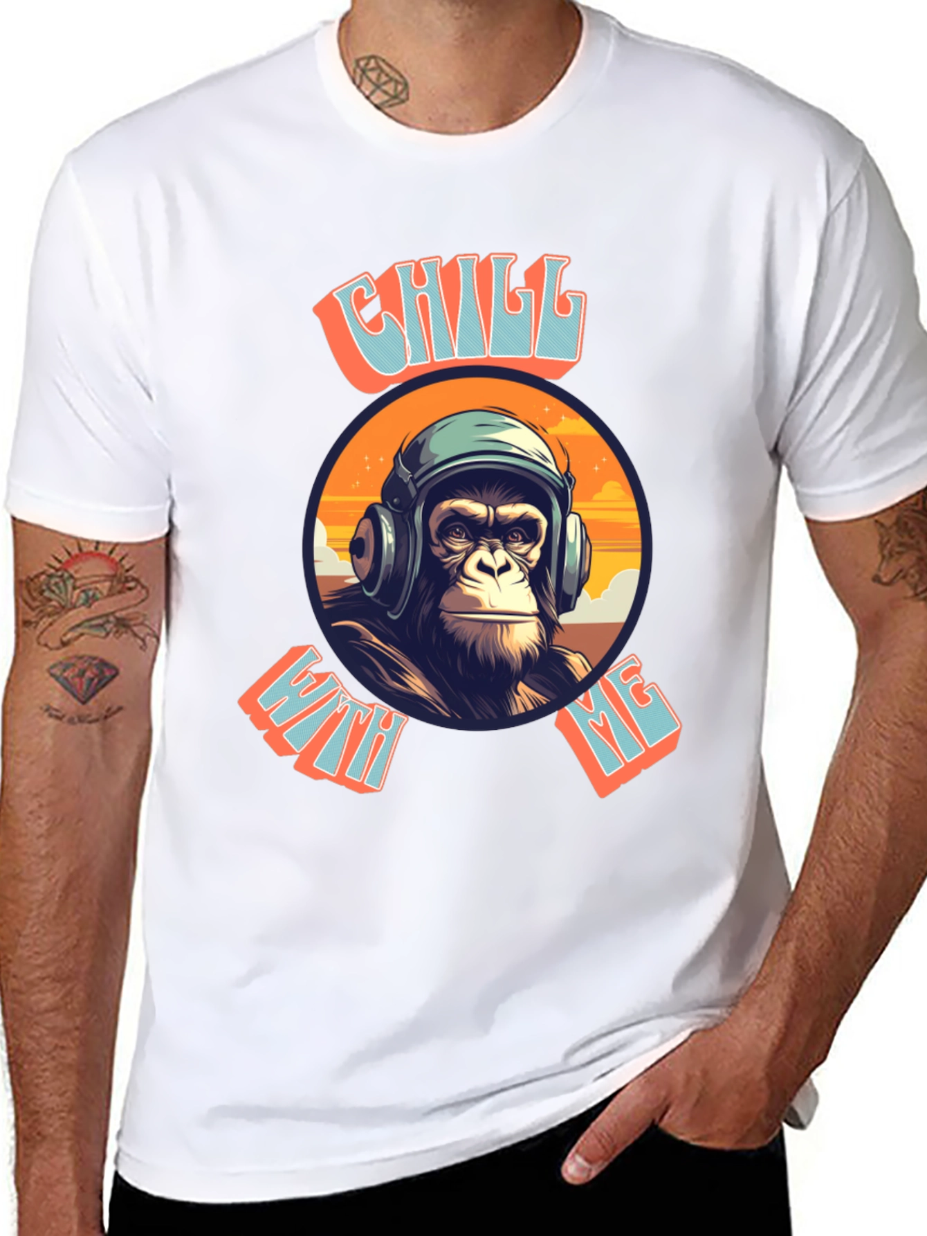 Chill With Me Ape Graphic Tee
