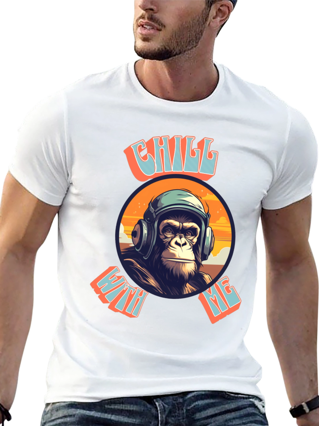 Chill With Me Ape Graphic Tee