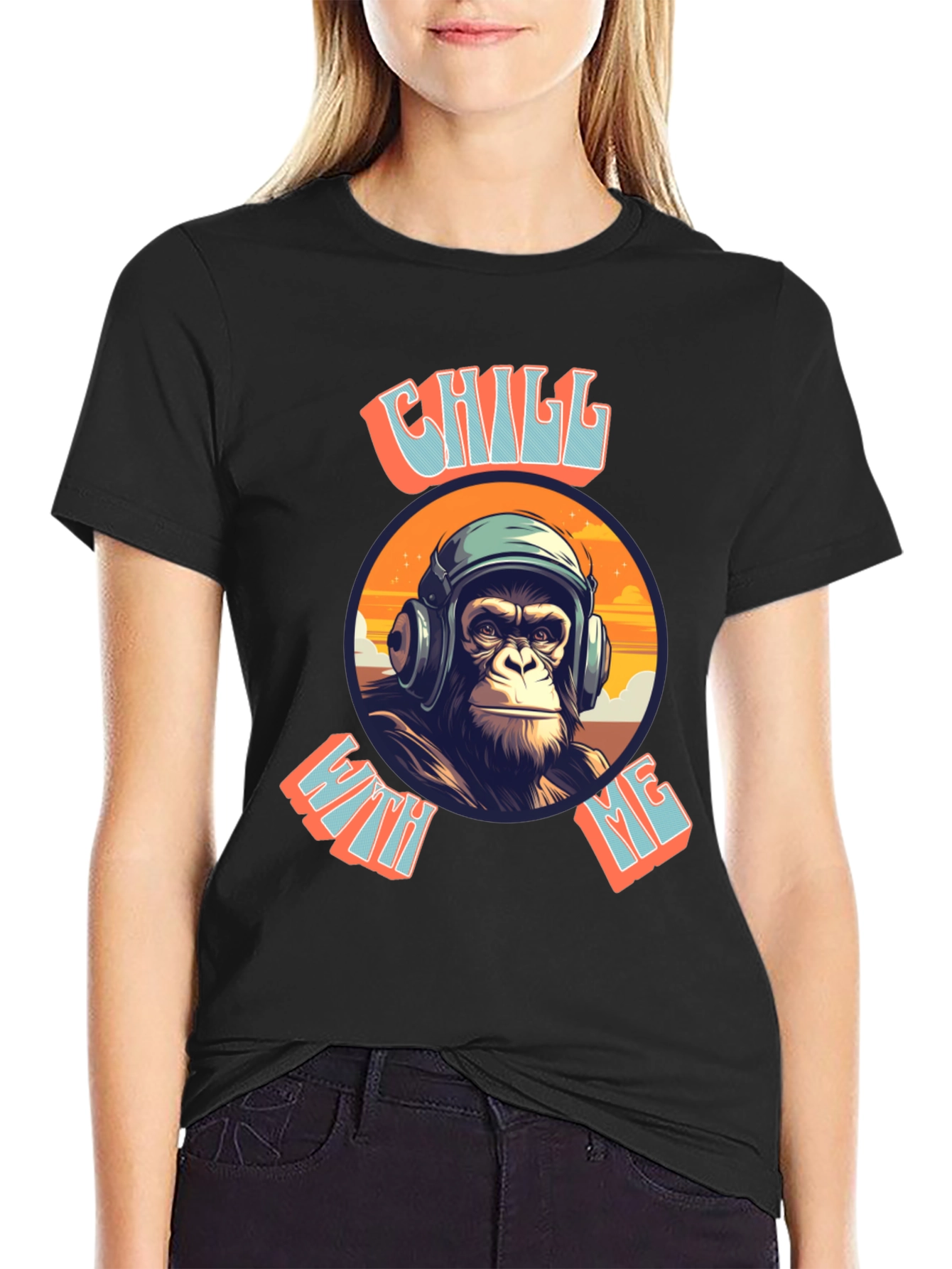 Chill With Me Ape Graphic Tee