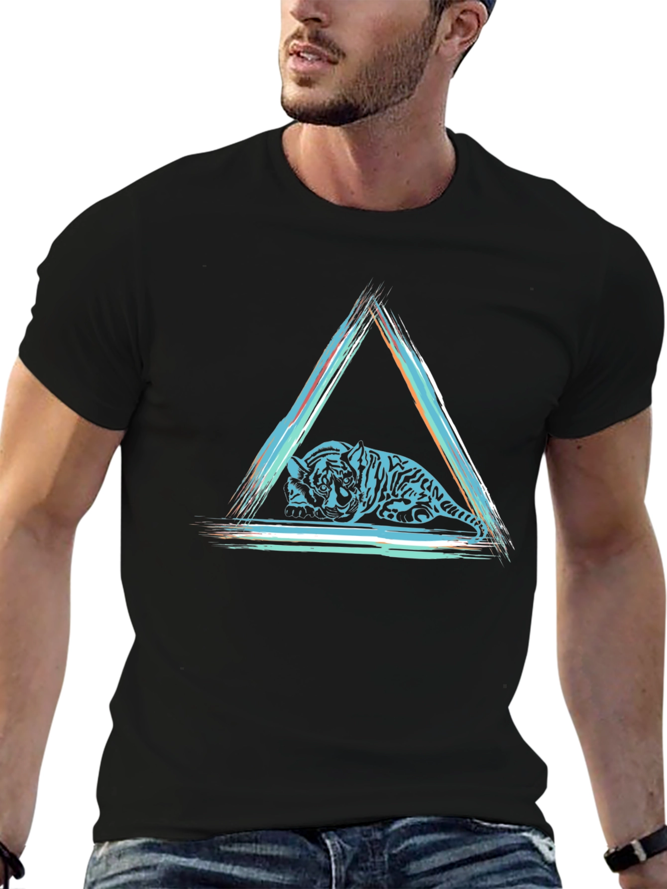 Triangle Tiger Graphic Tee - Cool Casual Style