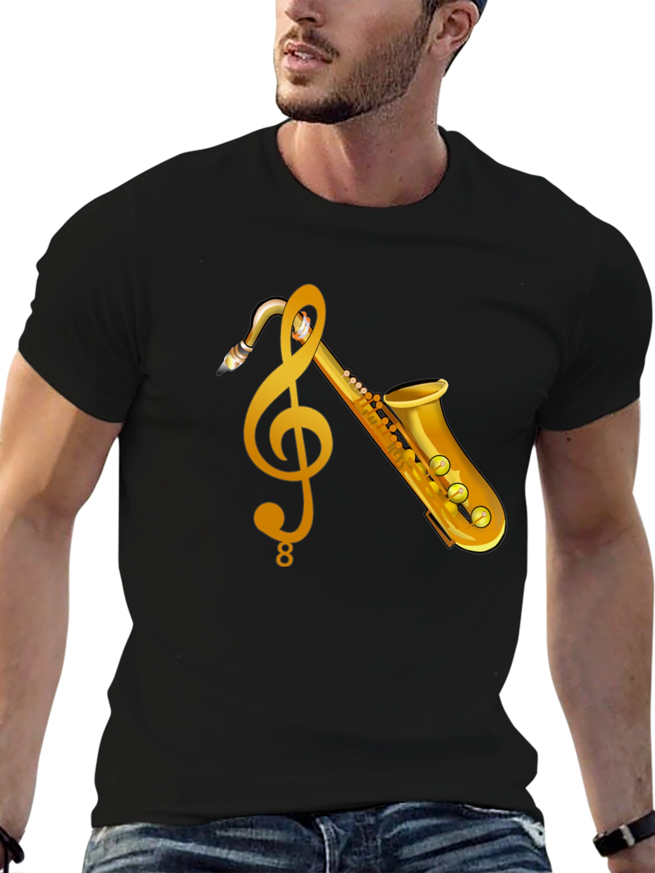 Saxophone & Treble Clef Graphic Tee