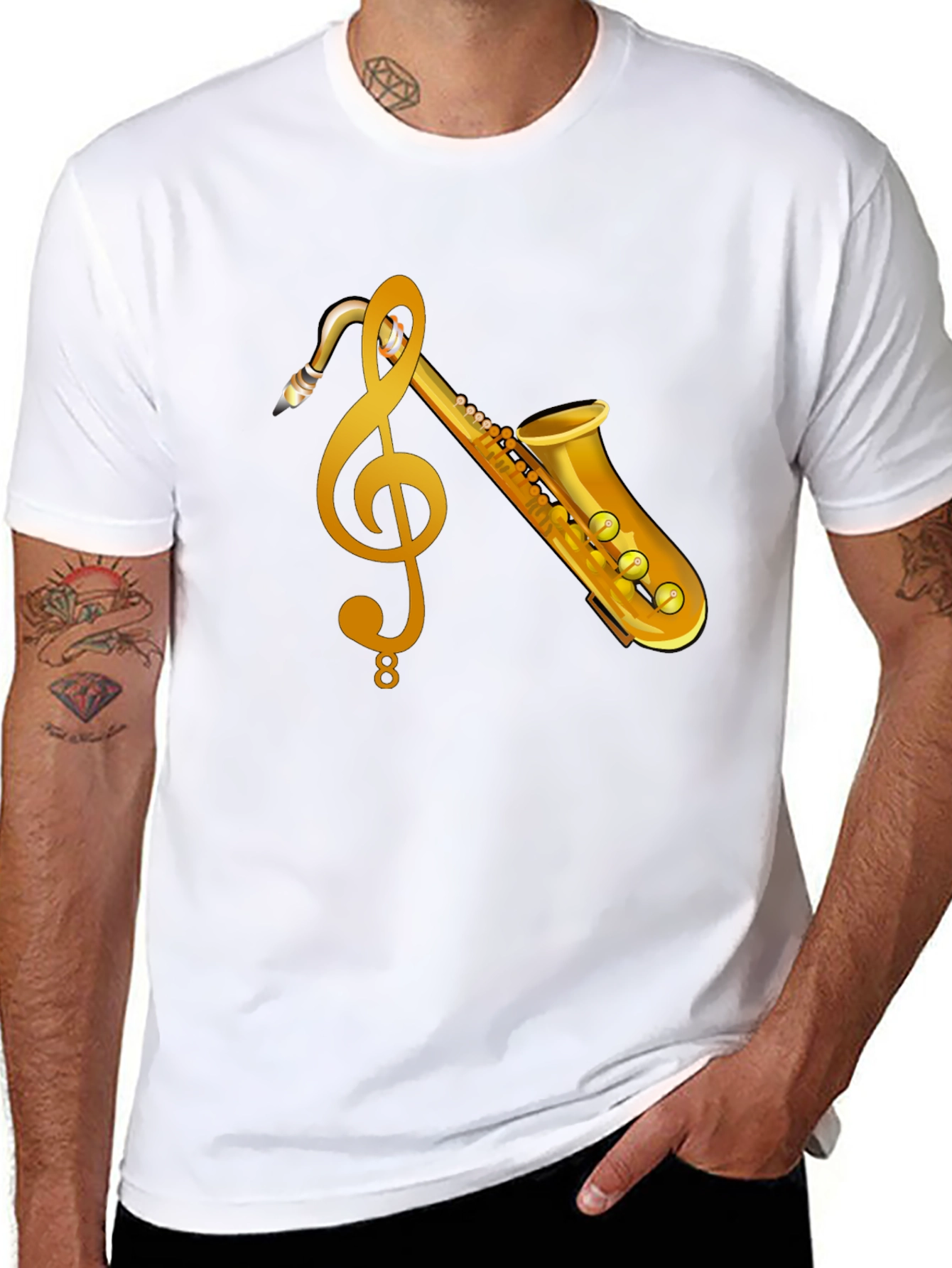 Saxophone & Treble Clef Graphic Tee