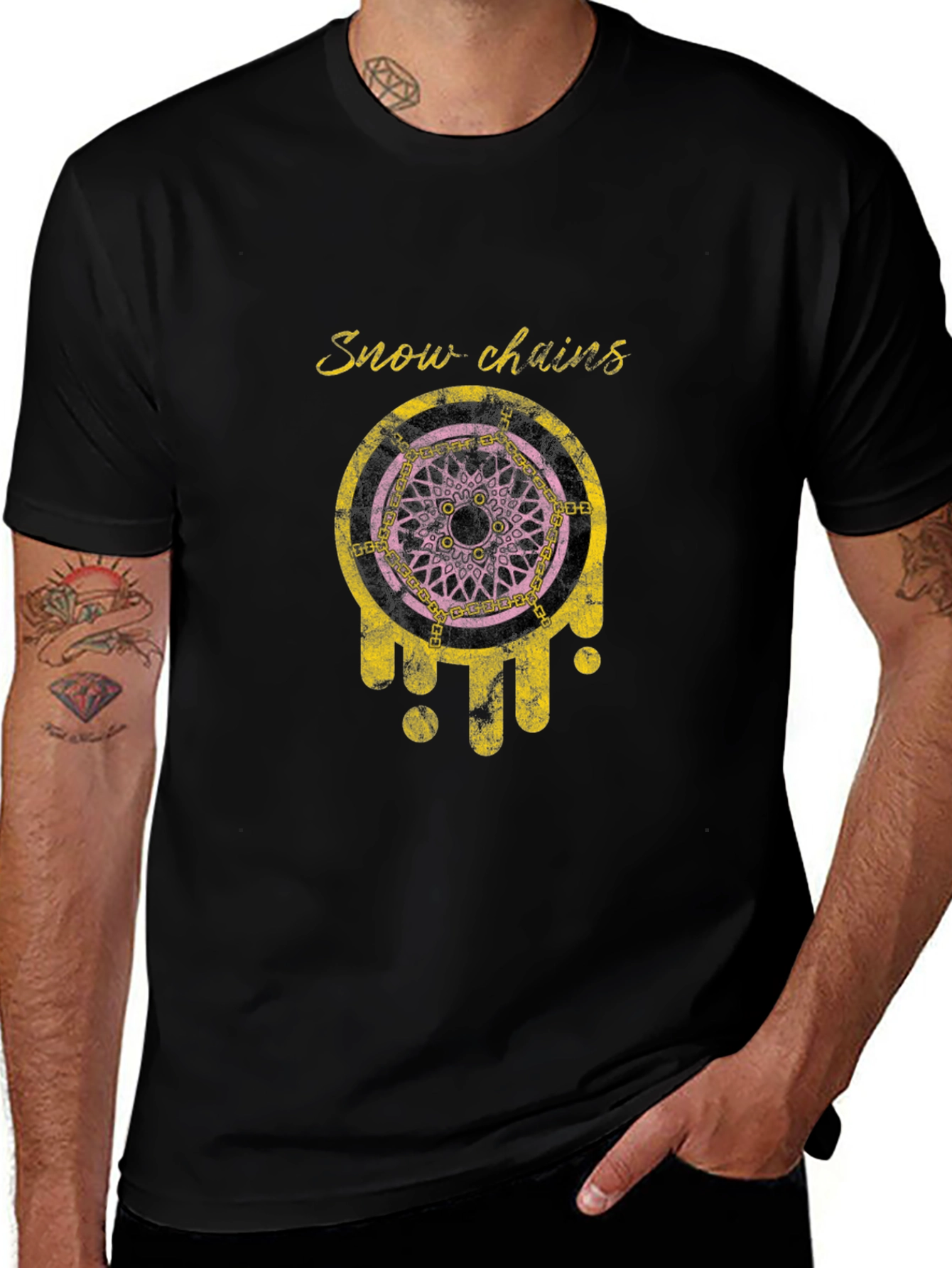 Snow Chains Graphic T-Shirt - Black