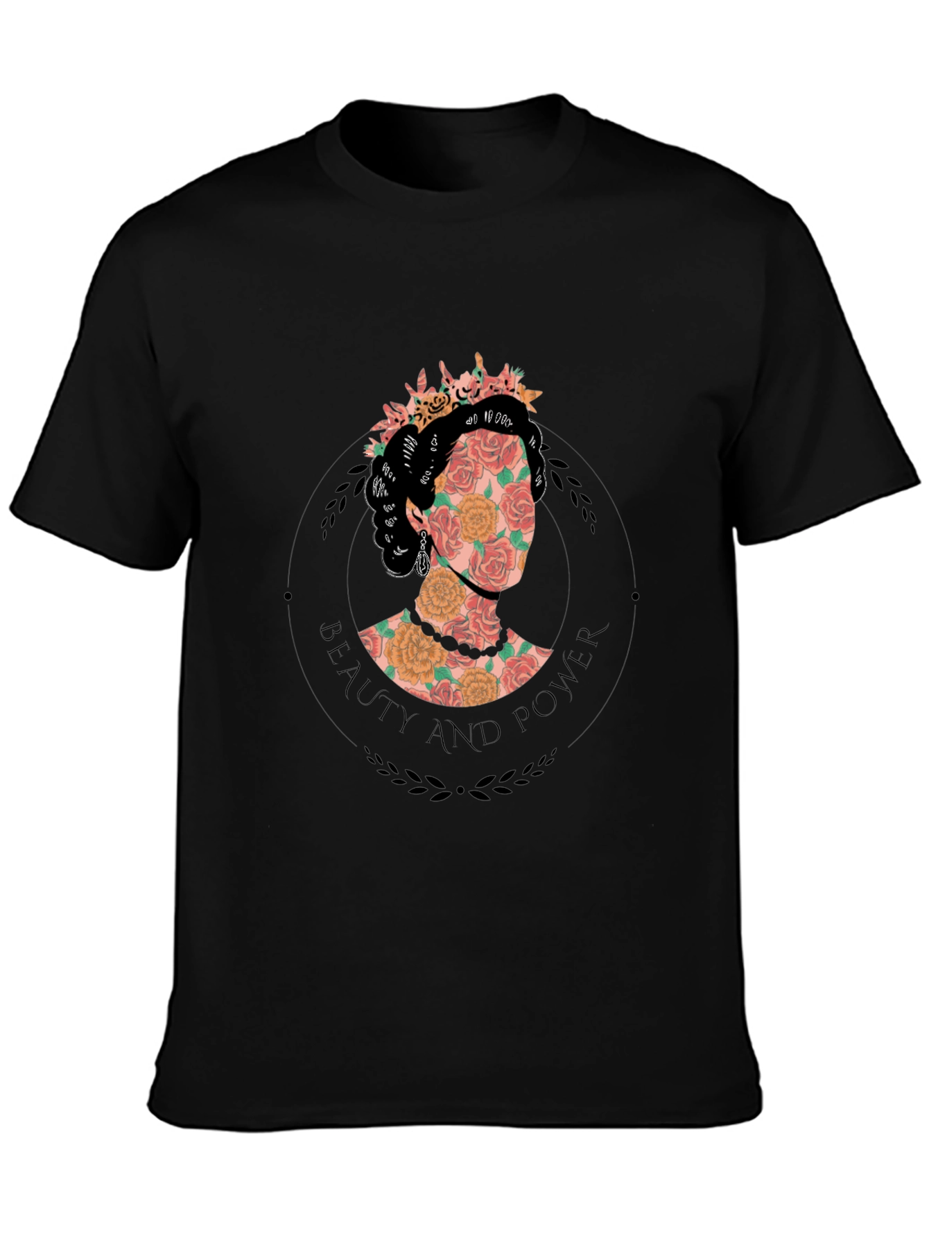 Floral Beauty and Power Graphic Tee - Black
