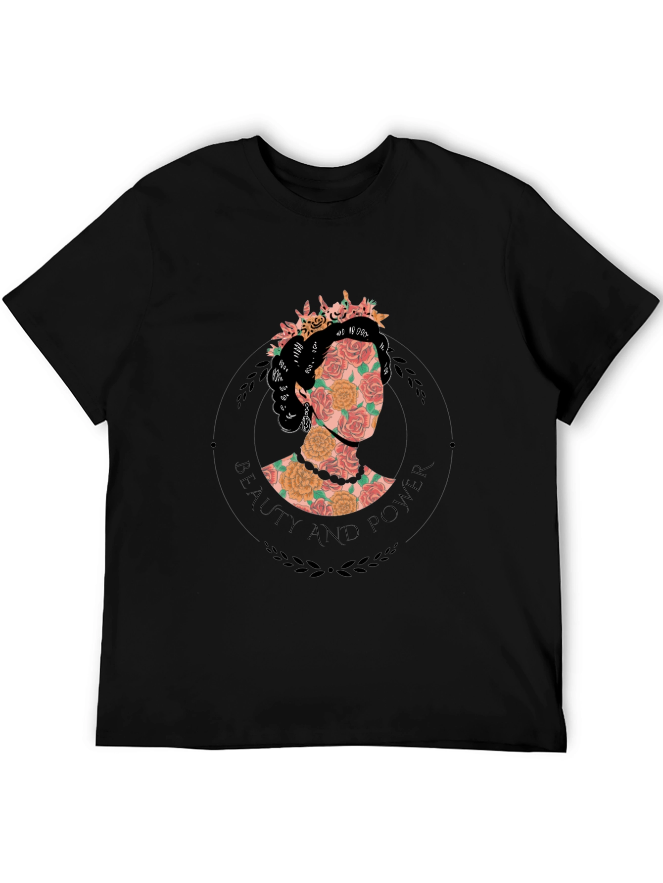 Floral Beauty and Power Graphic Tee - Black