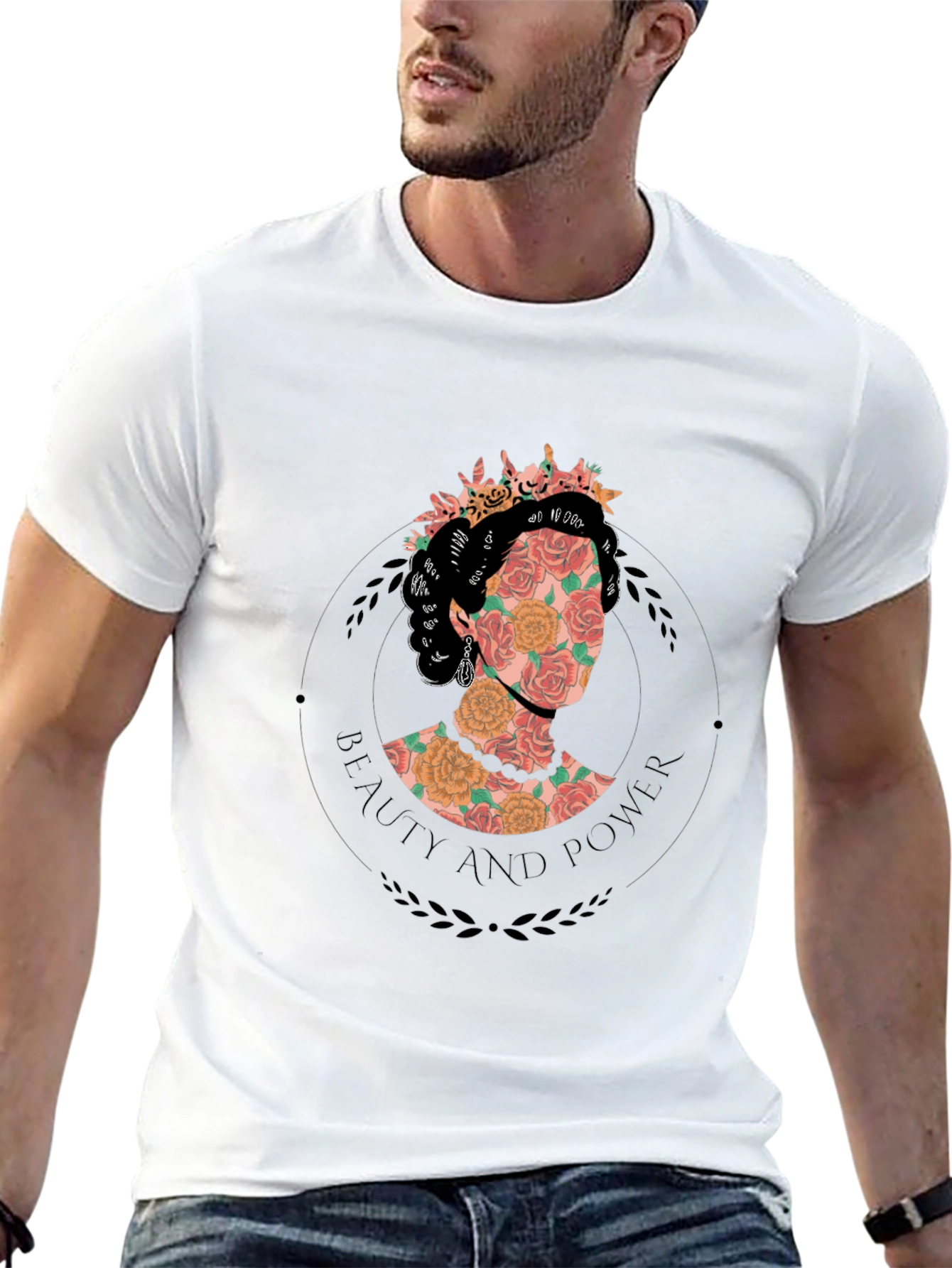 Floral Beauty and Power Graphic Tee - Black