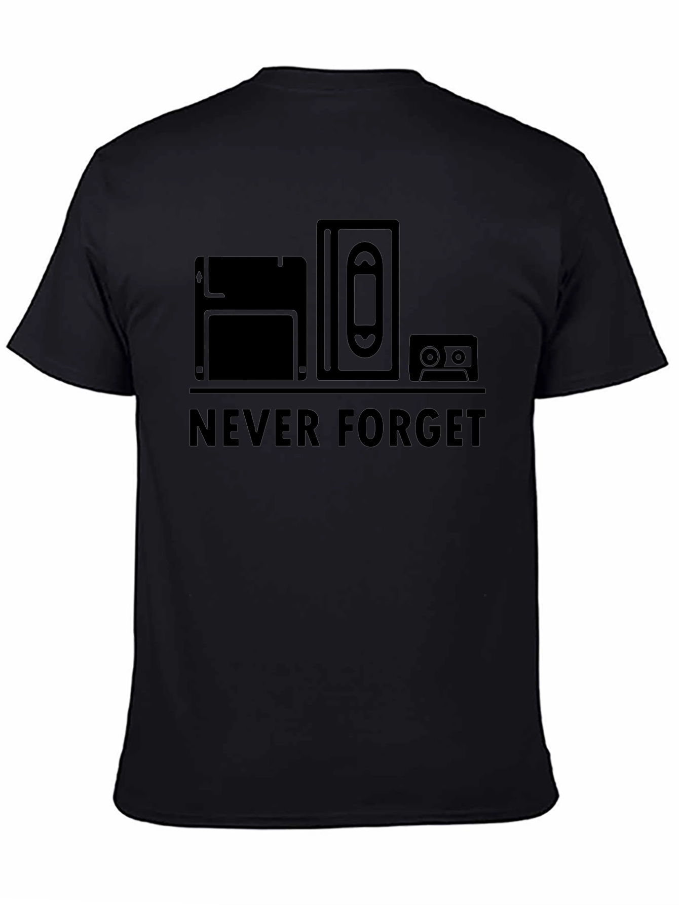 Never Forget Retro Tech Black T-Shirt