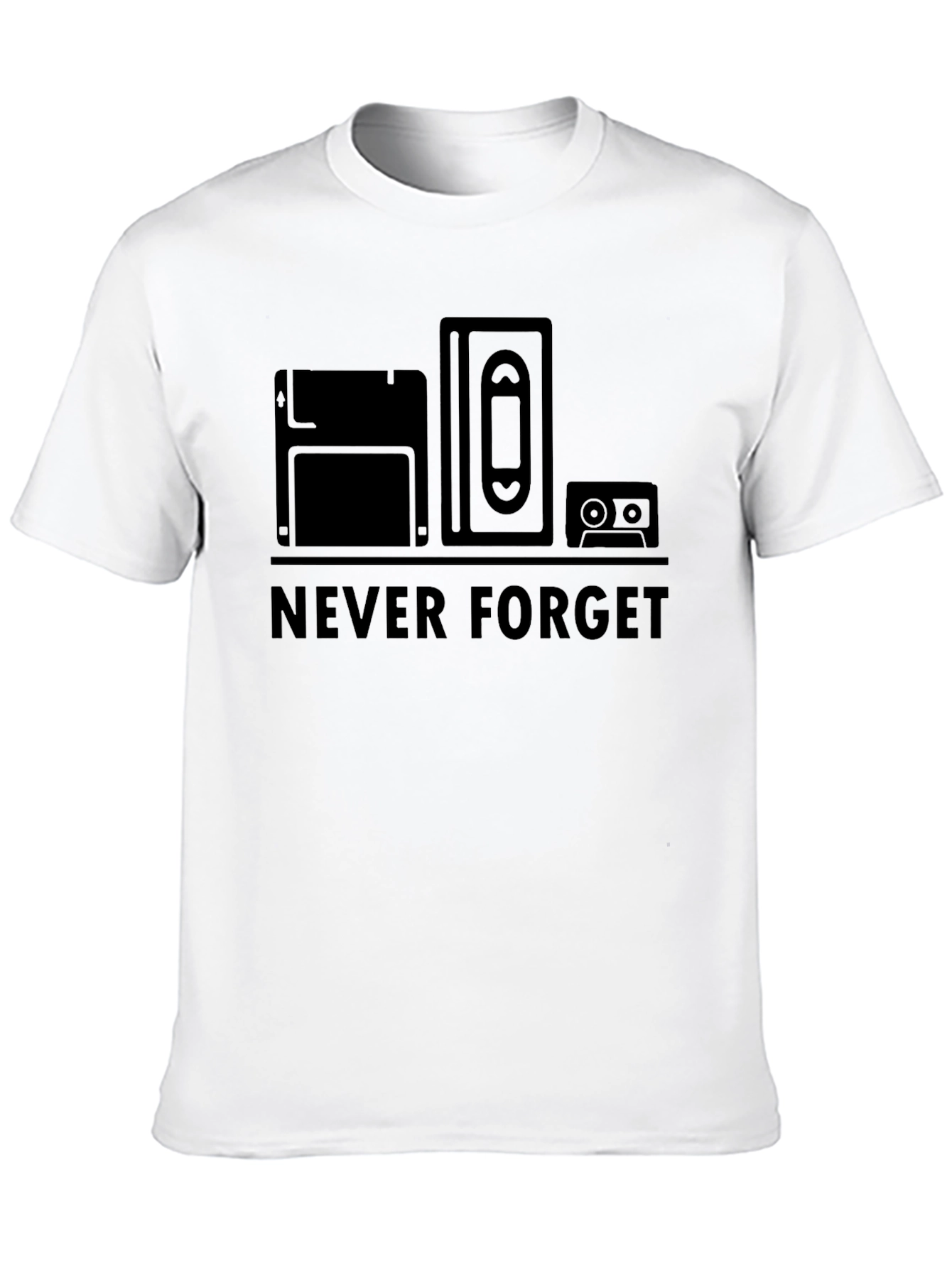 Never Forget Retro Tech Black T-Shirt