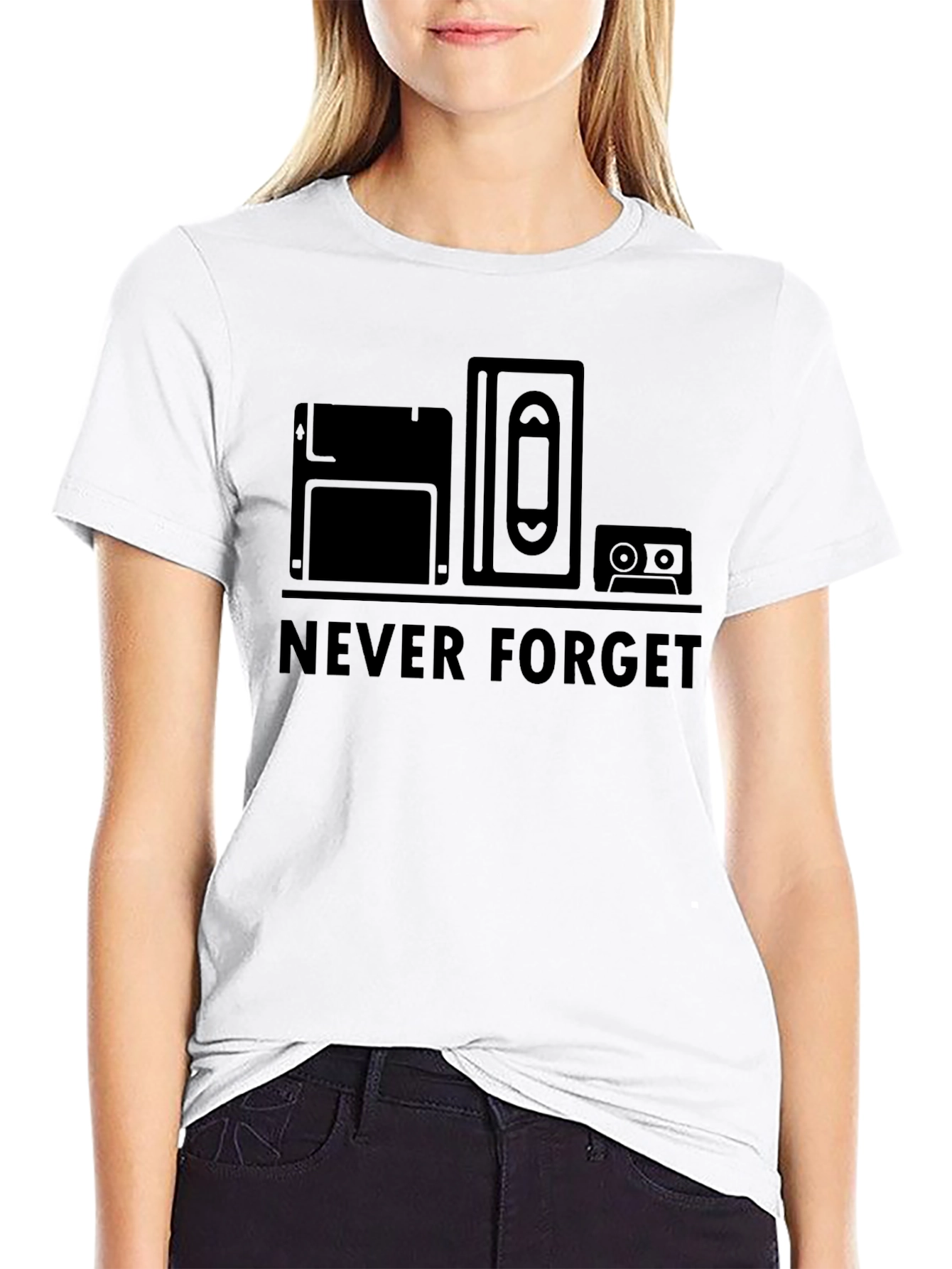 Never Forget Retro Tech Black T-Shirt