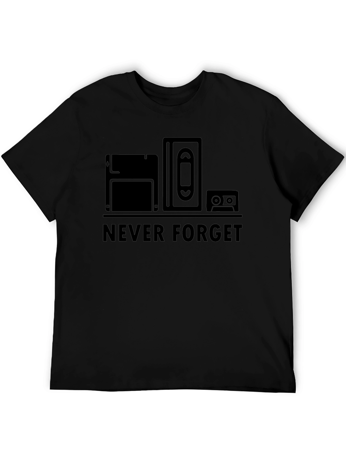 Never Forget Retro Tech Black T-Shirt