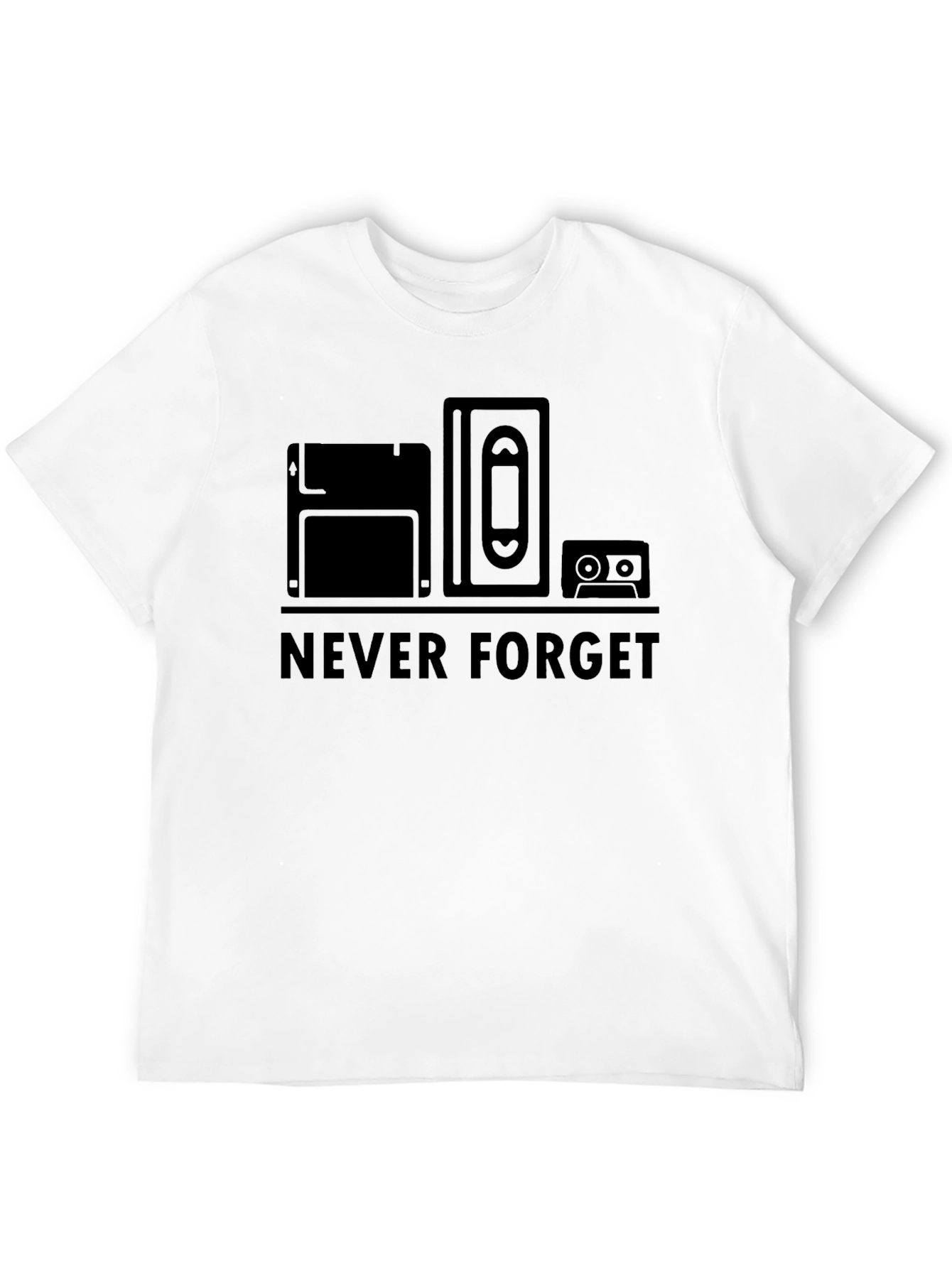 Never Forget Retro Tech Black T-Shirt