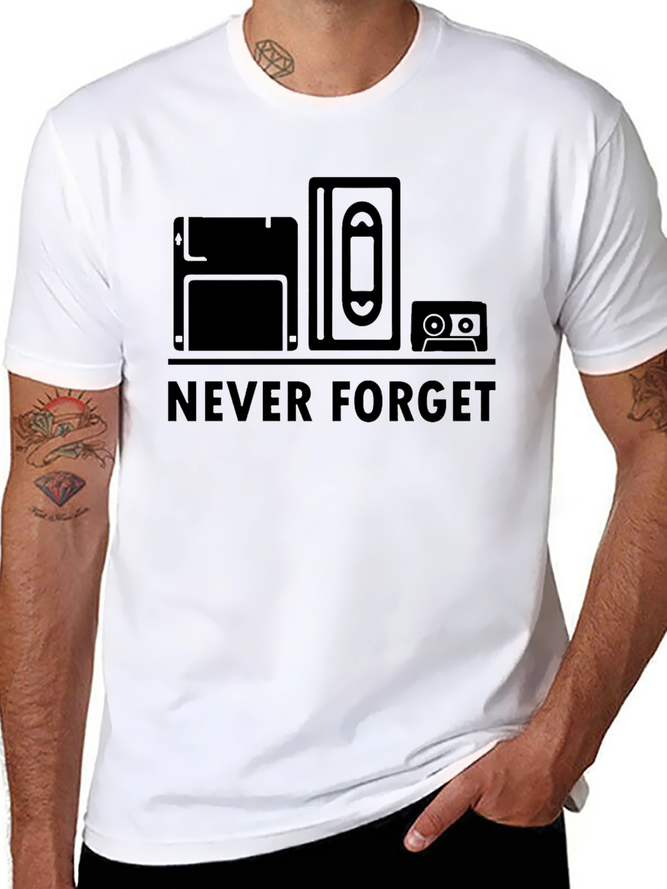 Never Forget Retro Tech Black T-Shirt