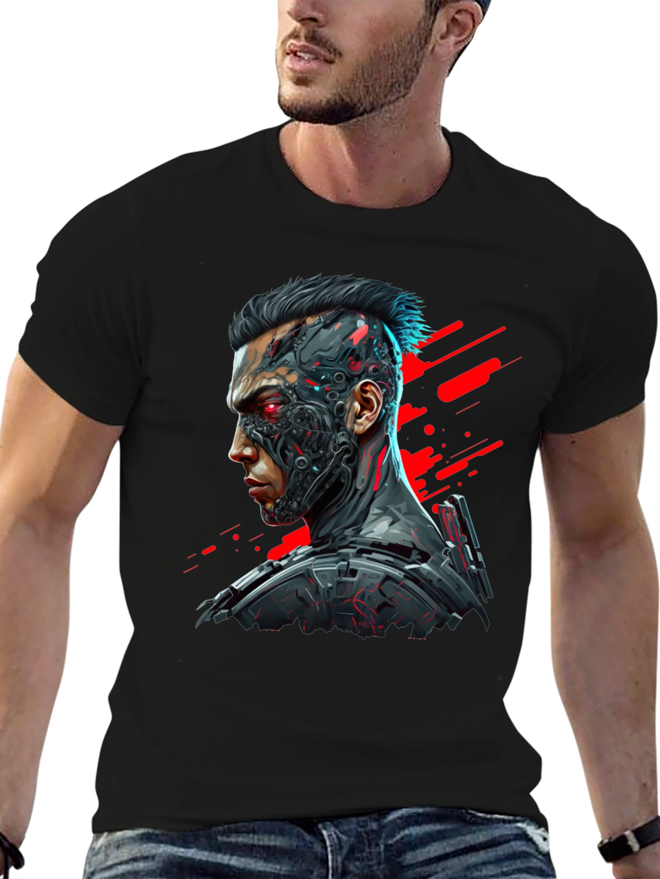 Cyberpunk Style Graphic T-Shirt for Men