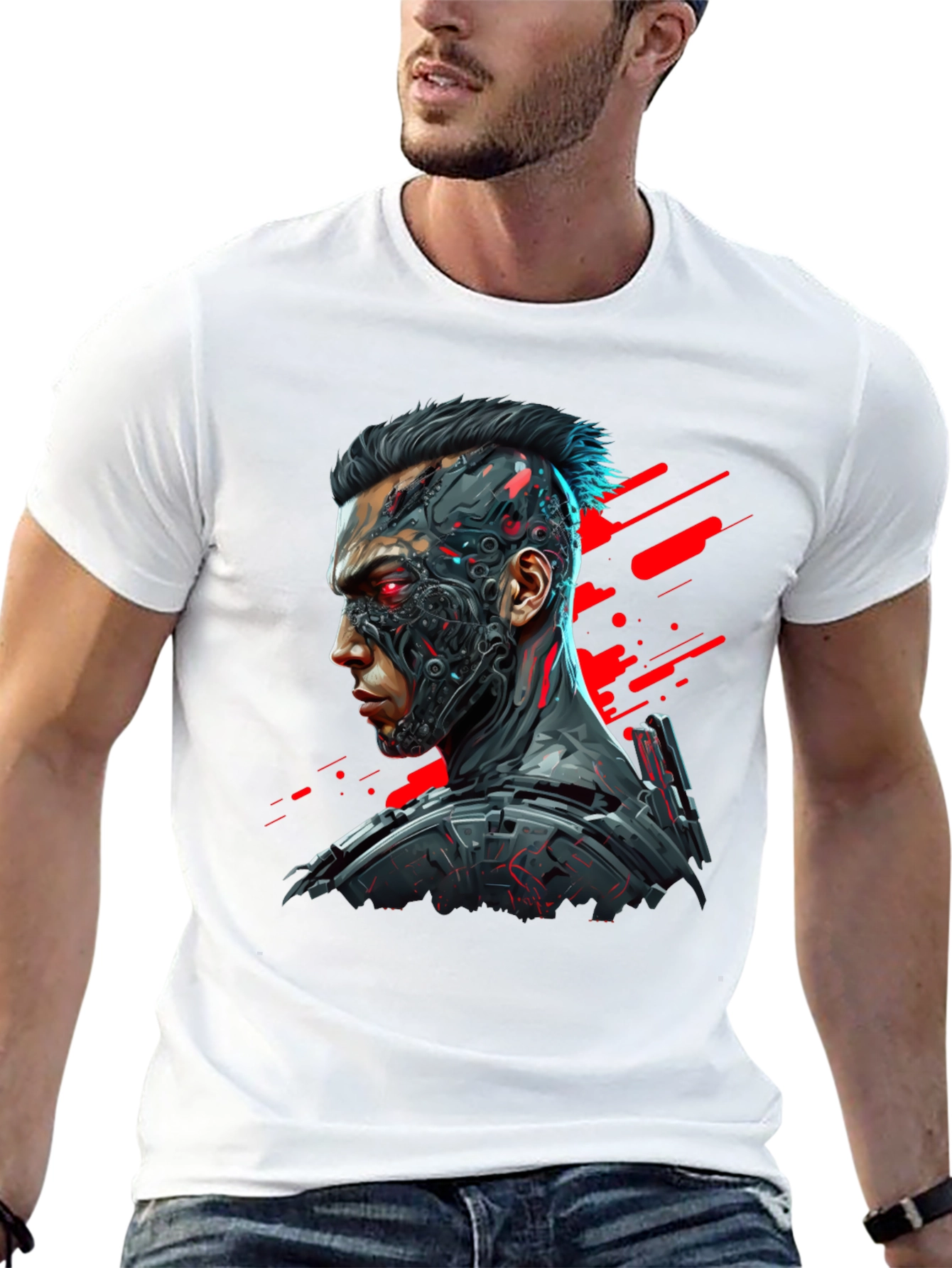 Cyberpunk Style Graphic T-Shirt for Men
