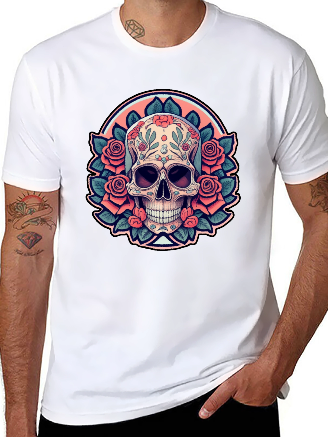 Sugar Skull Rose Black T-Shirt