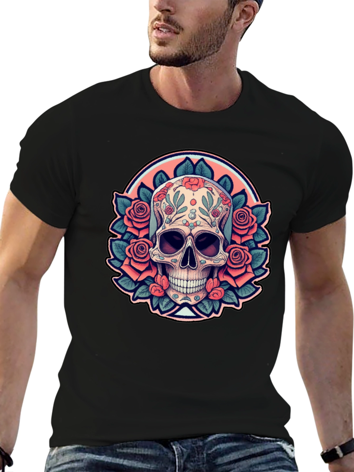 Sugar Skull Rose Black T-Shirt